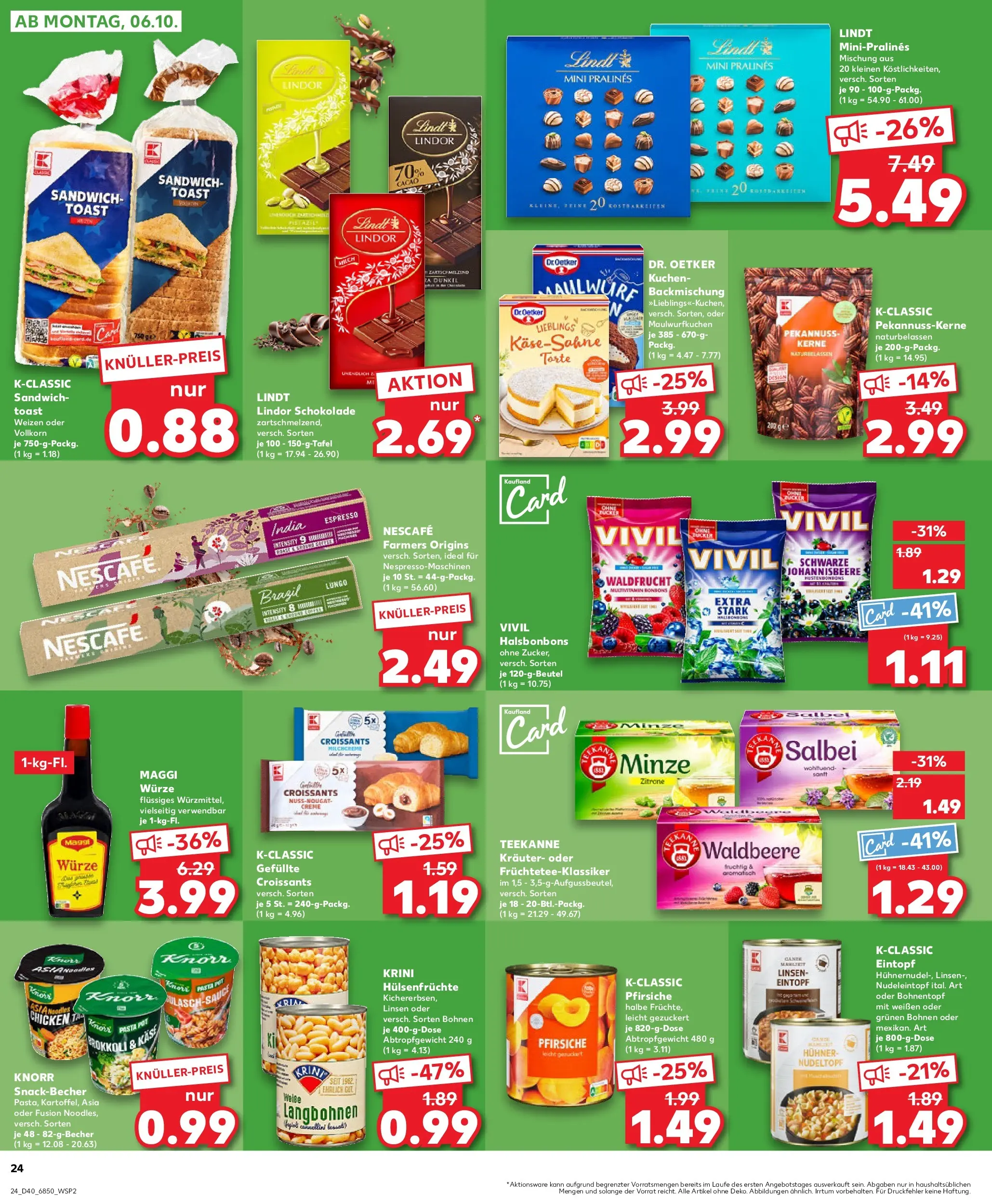 Prospekt Kaufland ab 02.10.2025 » Angebote Online zum Blättern | Seite: 24 | Produkte: Creme, Teekanne, Pasta, Kuchen