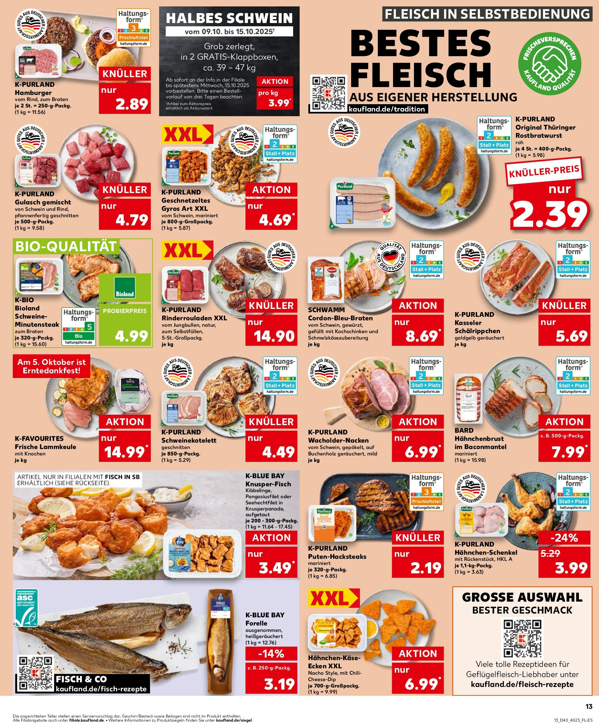 Prospekt Kaufland ab 02.10.2025 » Angebote Online zum Blättern | Seite: 13 | Produkte: Hahnchenschenkel, Gulasch, Chili, Hahnchenbrust