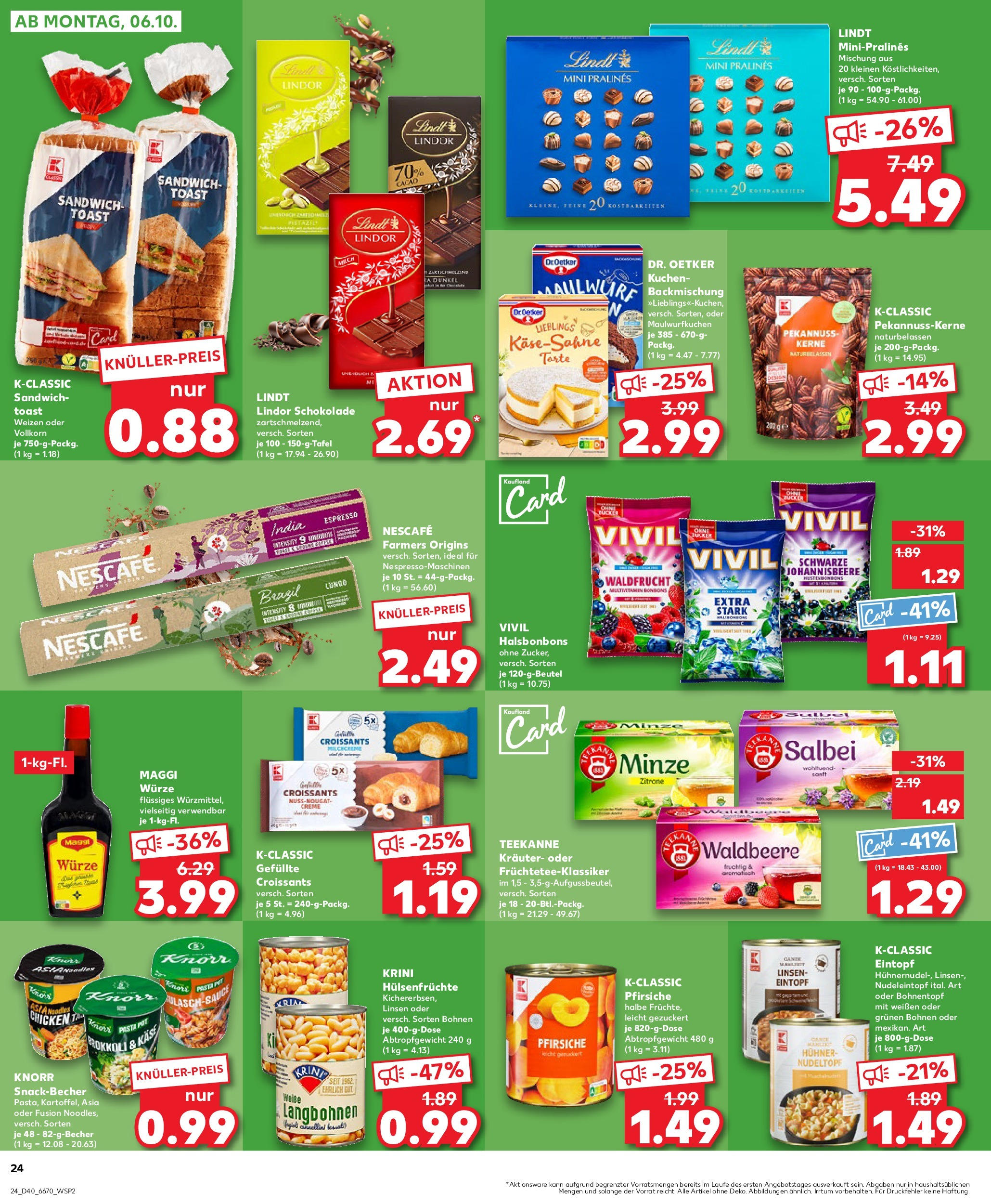 Prospekt Kaufland ab 02.10.2025 » Angebote Online zum Blättern | Seite: 24 | Produkte: Maggi, Knorr, Zitrone, Kuchen