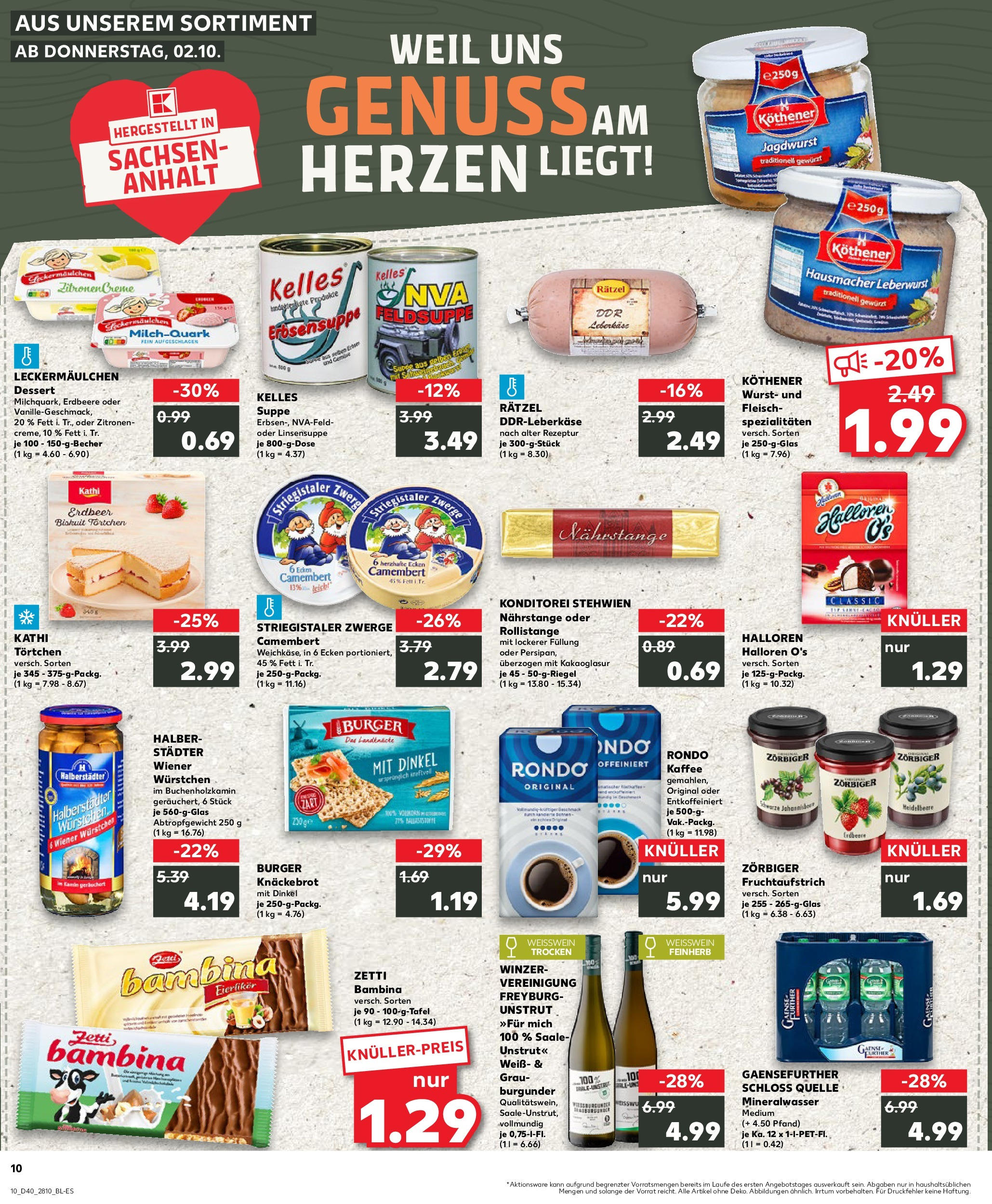Prospekt Kaufland ab 02.10.2025 » Angebote Online zum Blättern | Seite: 10 | Produkte: Kaffee, Weißwein, Weißwein trocken, Wurst