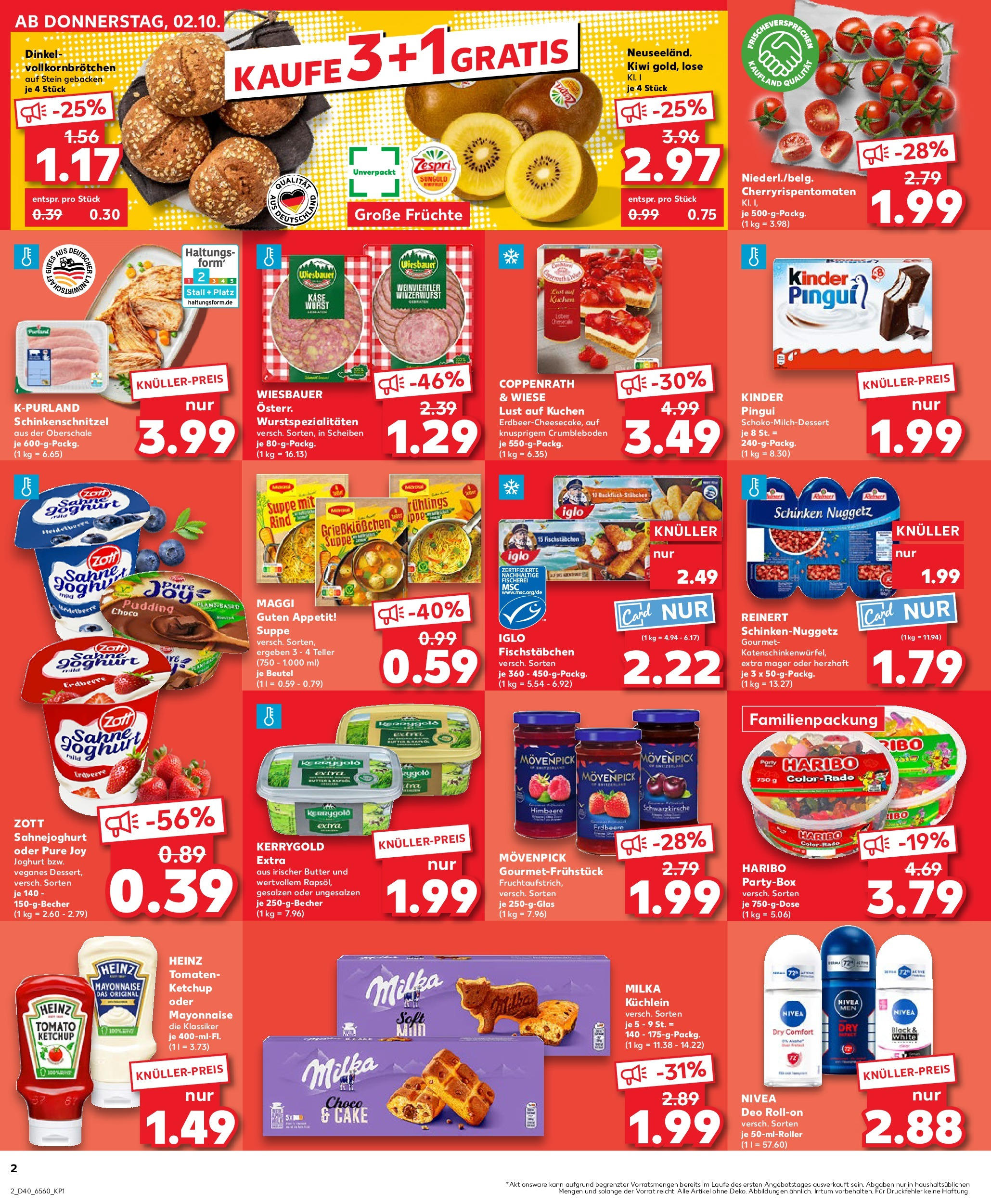 Prospekt Kaufland ab 02.10.2025 » Angebote Online zum Blättern | Seite: 2 | Produkte: Haribo, Butter, Deodorant, Kuchen