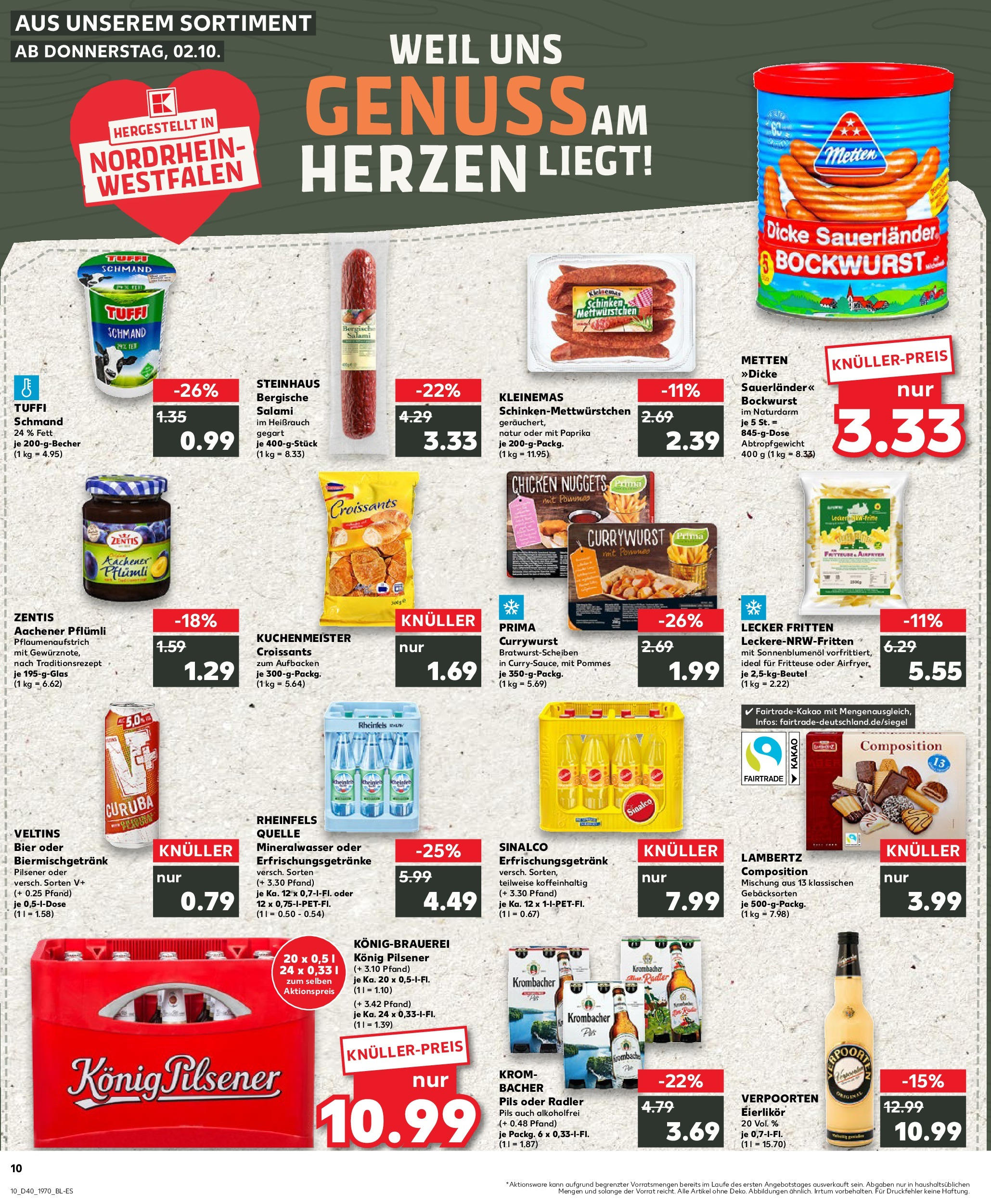 Prospekt Kaufland ab 02.10.2025 » Angebote Online zum Blättern | Seite: 10 | Produkte: Bockwurst, Pommes, Croissant, Paprika
