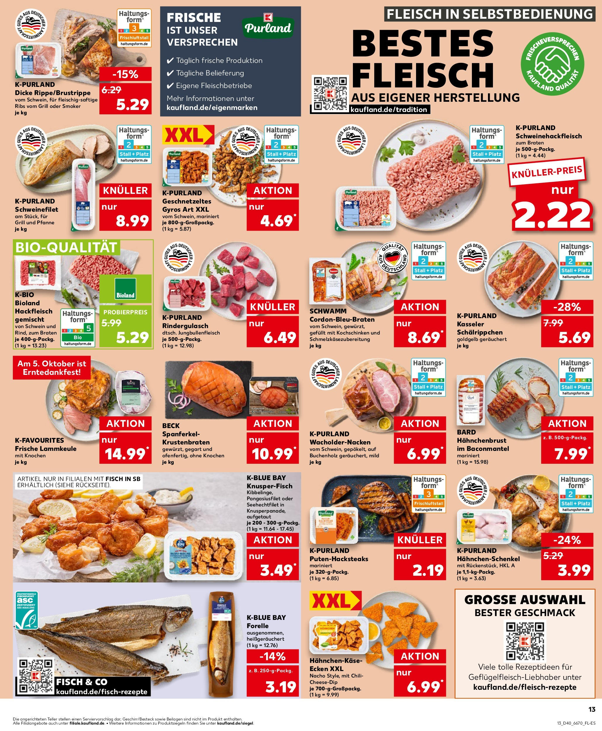 Prospekt Kaufland ab 02.10.2025 » Angebote Online zum Blättern | Seite: 13 | Produkte: Grill, Hahnchenschenkel, Gyros, Hackfleisch