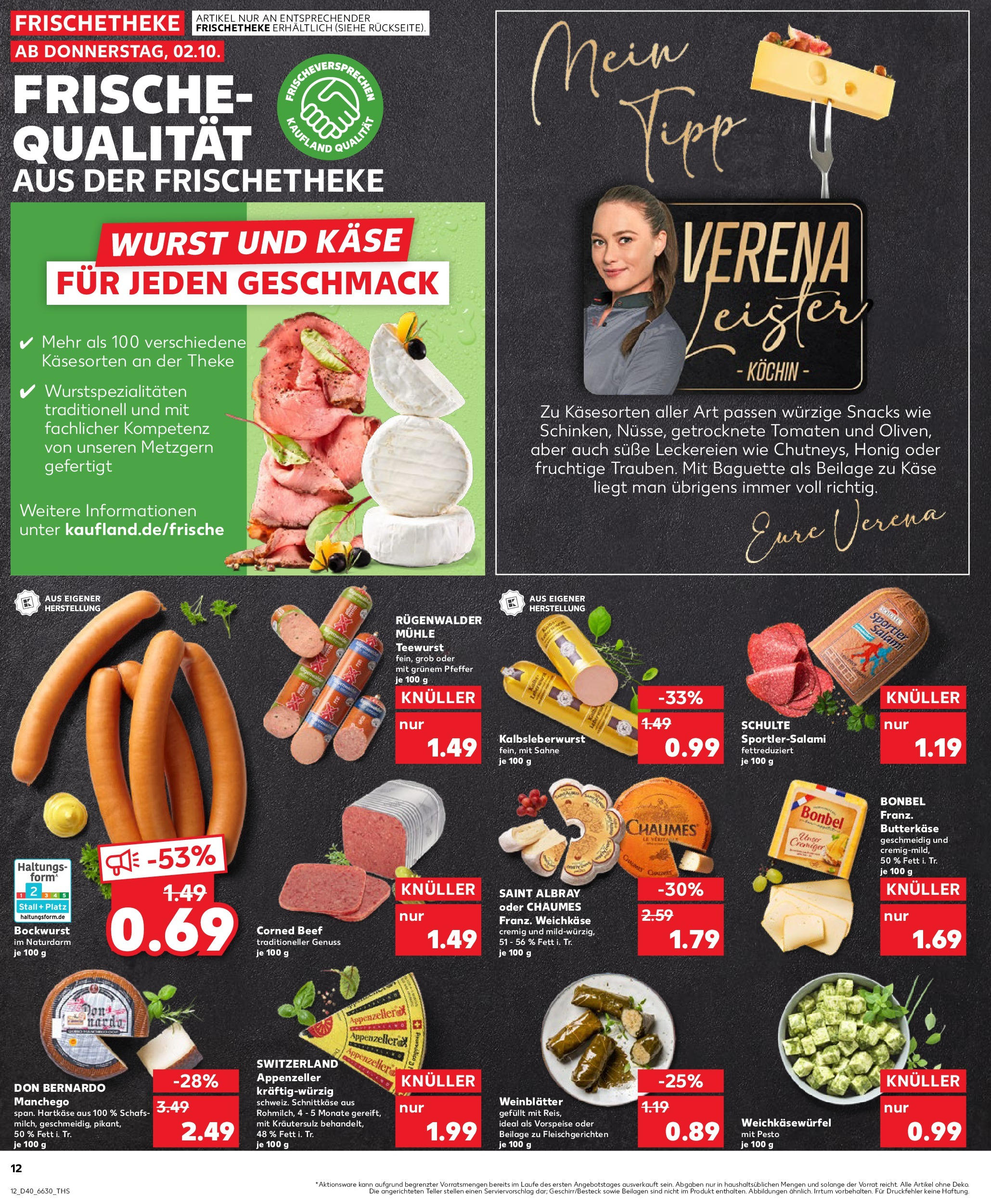Prospekt Kaufland ab 02.10.2025 » Angebote Online zum Blättern | Seite: 12 | Produkte: Theke, Baguette, Pfeffer, Salami