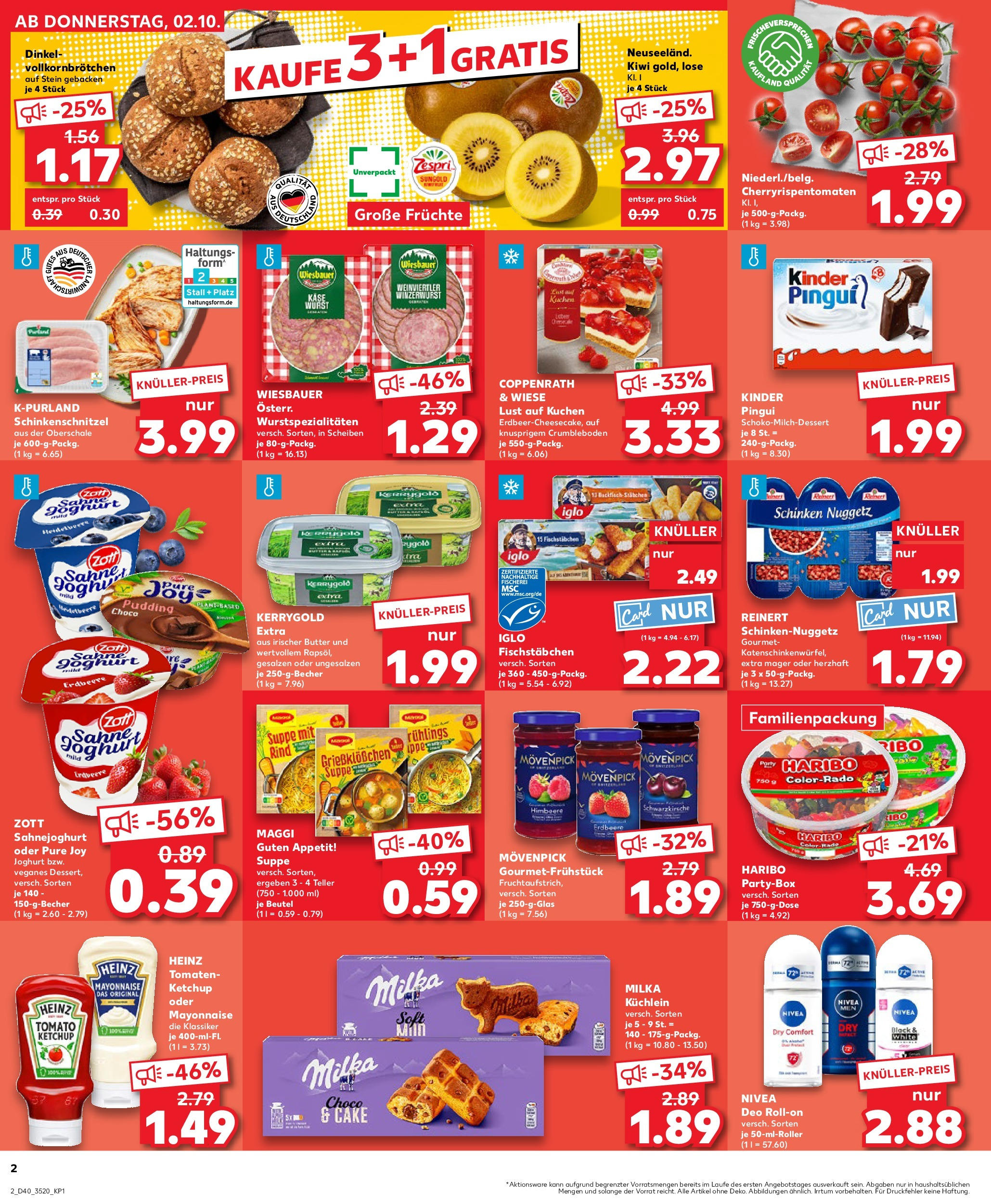 Prospekt Kaufland ab 02.10.2025 » Angebote Online zum Blättern | Seite: 2 | Produkte: Haribo, Joghurt, Kuchen, Ketchup