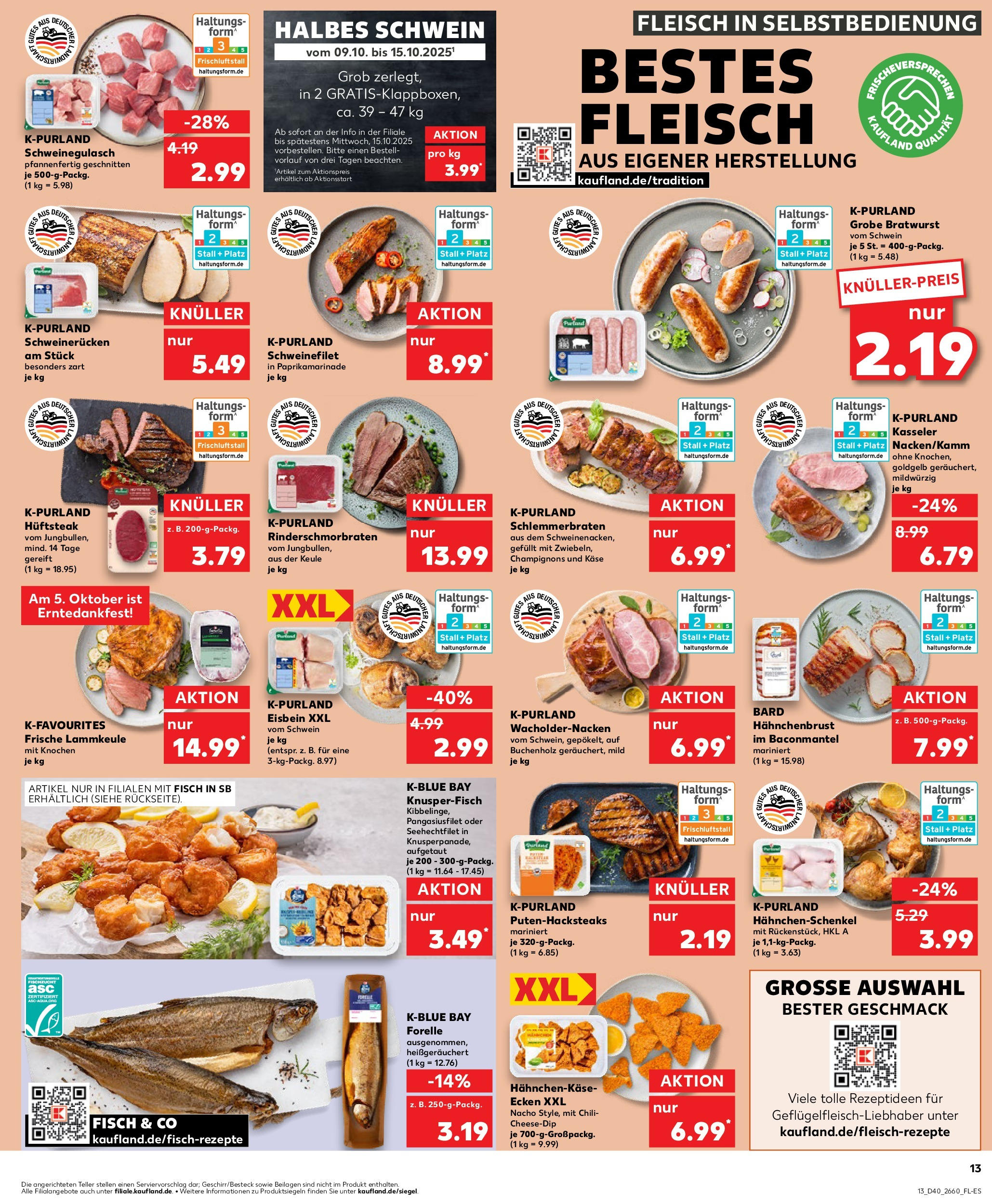 Prospekt Kaufland ab 02.10.2025 » Angebote Online zum Blättern | Seite: 13 | Produkte: Käse, Bratwurst, Chili, Hahnchenbrust