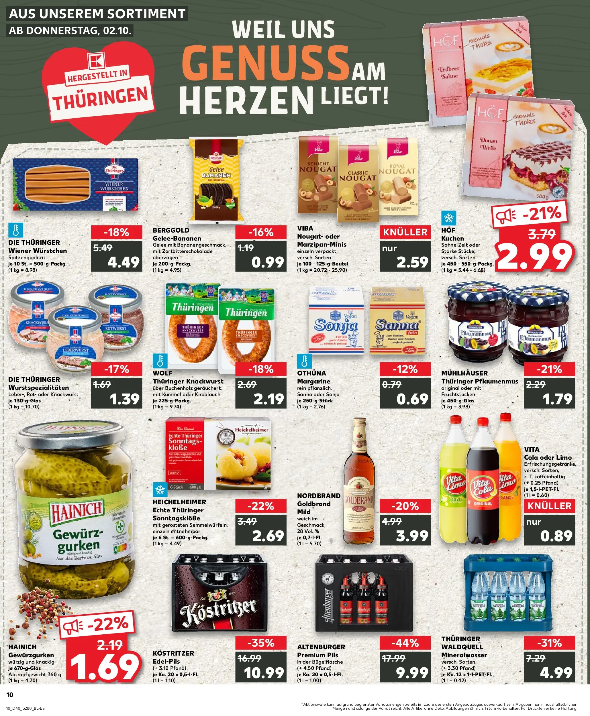 Prospekt Kaufland ab 02.10.2025 » Angebote Online zum Blättern | Seite: 10 | Produkte: Kostritzer, Pils, Kuchen, Gurken