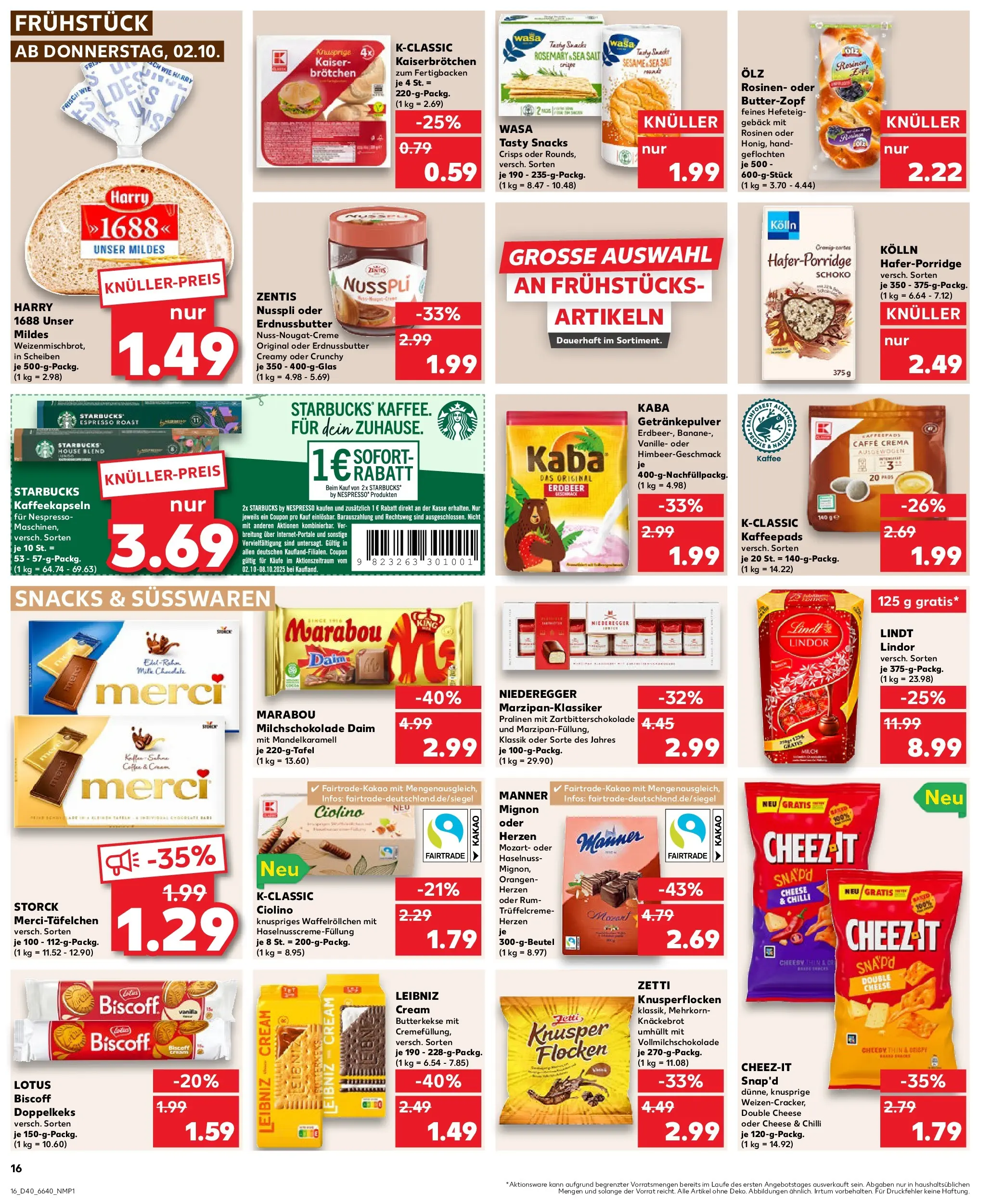 Prospekt Kaufland ab 02.10.2025 » Angebote Online zum Blättern | Seite: 16 | Produkte: Kaffeepads, Milch, Rum, Rosinen