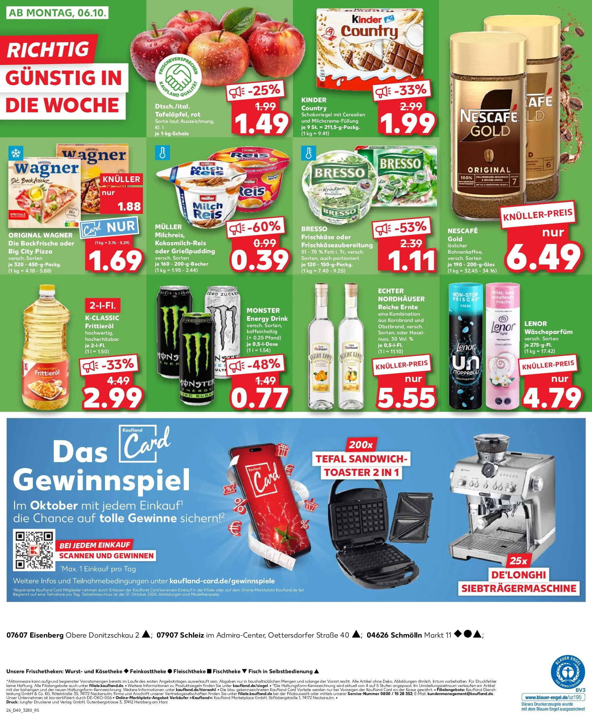 Prospekt Kaufland ab 02.10.2025 » Angebote Online zum Blättern | Seite: 26 | Produkte: Monster, Zucker, Nescafe gold, Kinder country
