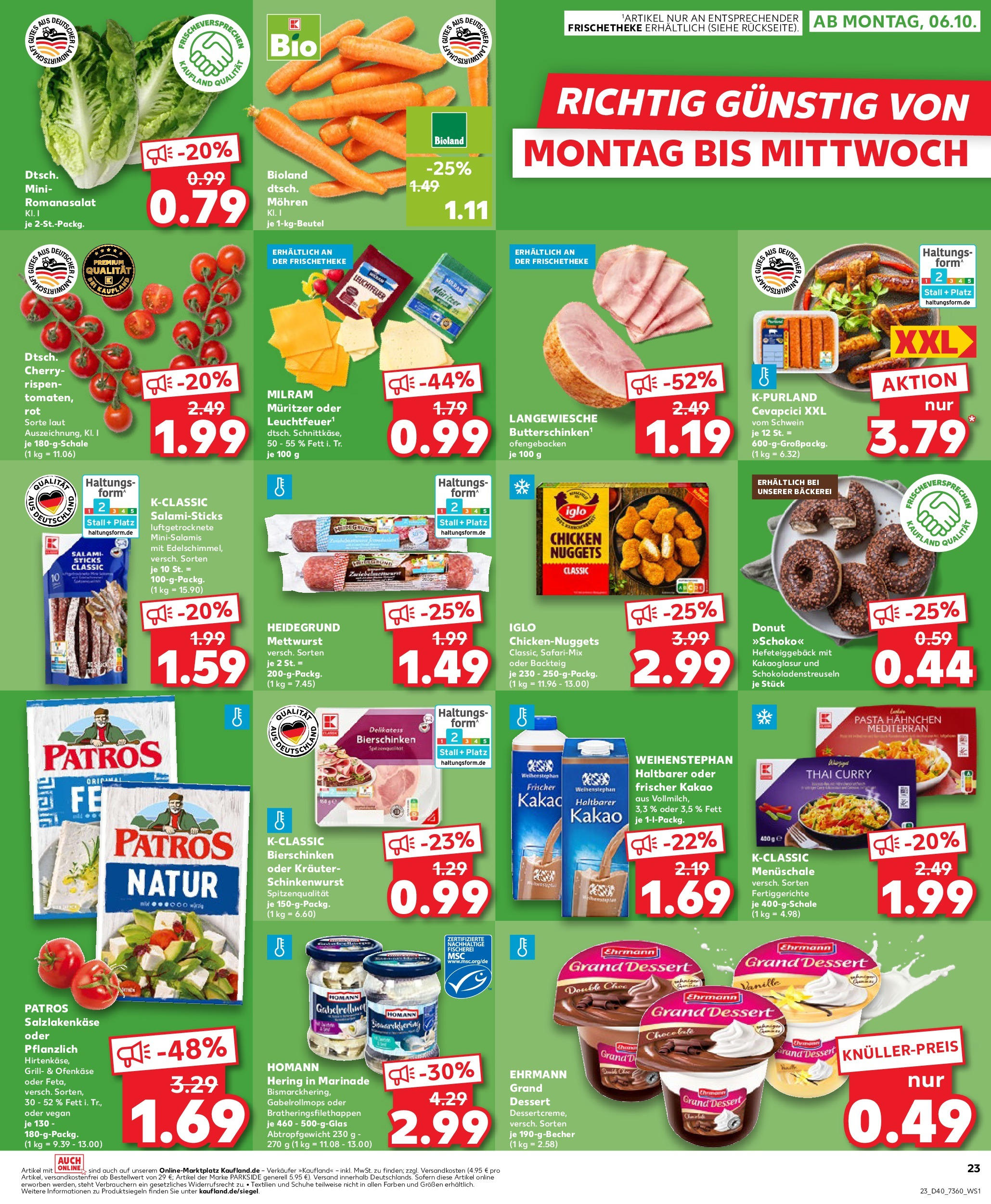 Prospekt Kaufland ab 02.10.2025 » Angebote Online zum Blättern | Seite: 23 | Produkte: Grill, Patros, Milram, Salami