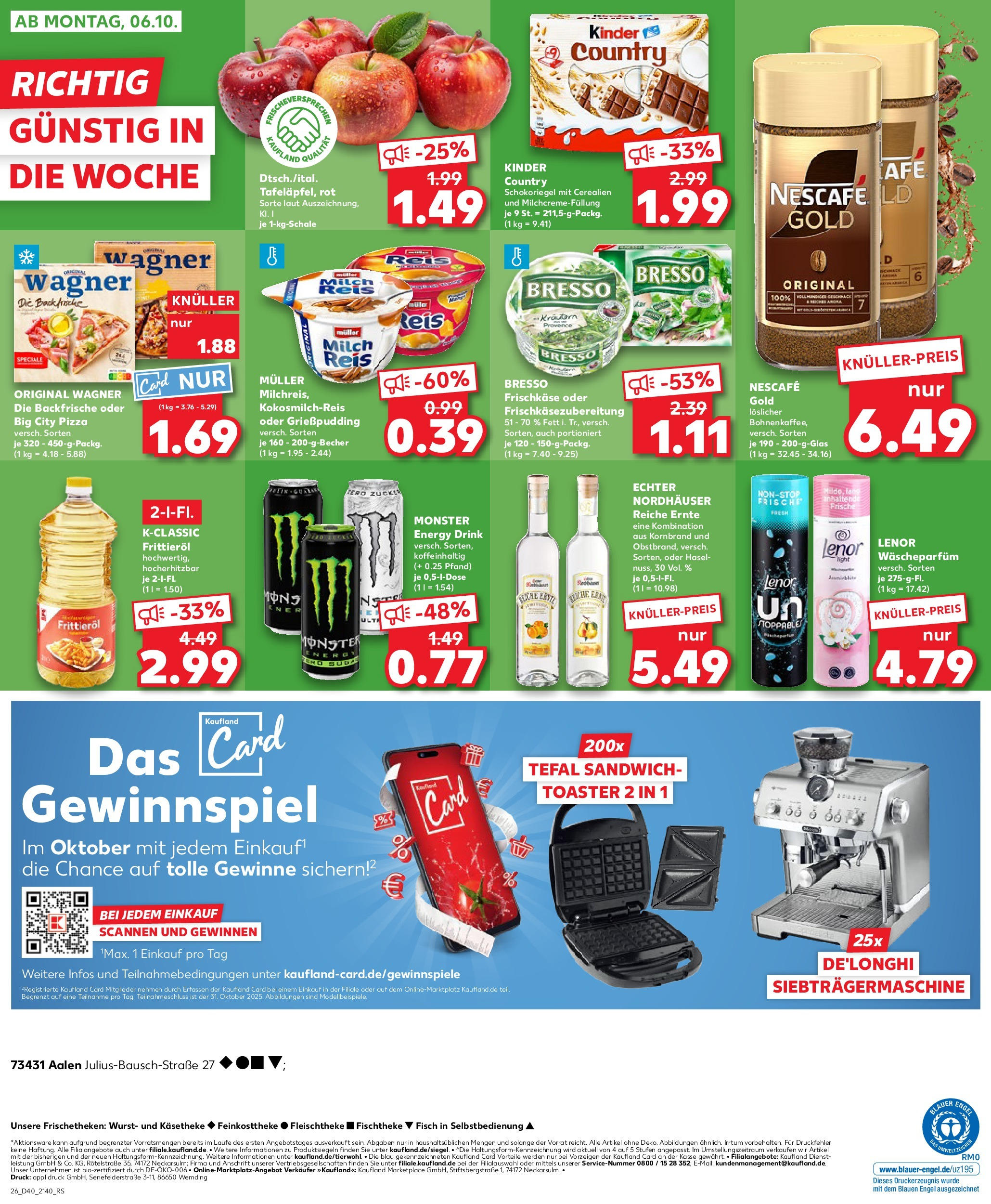 Prospekt Kaufland ab 02.10.2025 » Angebote Online zum Blättern | Seite: 26 | Produkte: Bresso, Zucker, Wurst, Pizza