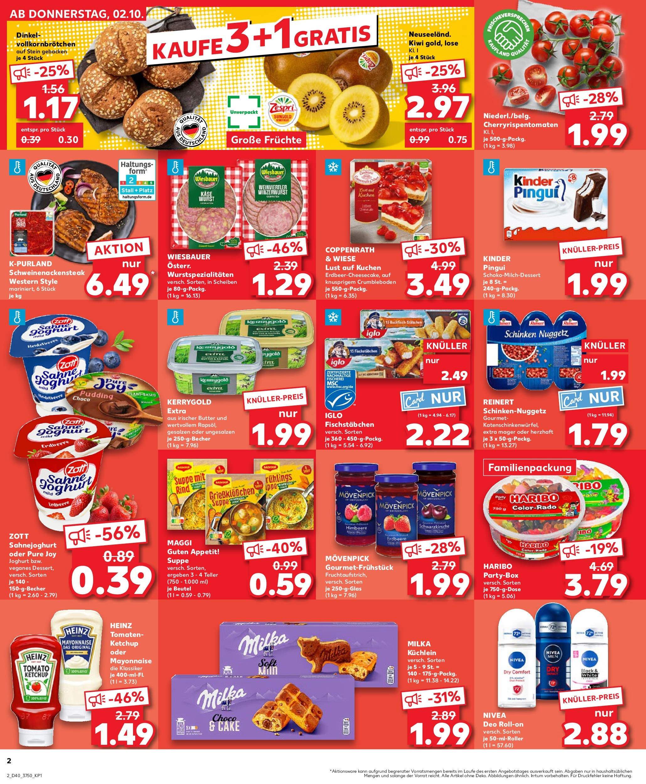 Prospekt Kaufland ab 02.10.2025 » Angebote Online zum Blättern | Seite: 2 | Produkte: Maggi, Tomaten, Deo Roll-On, Kiwi