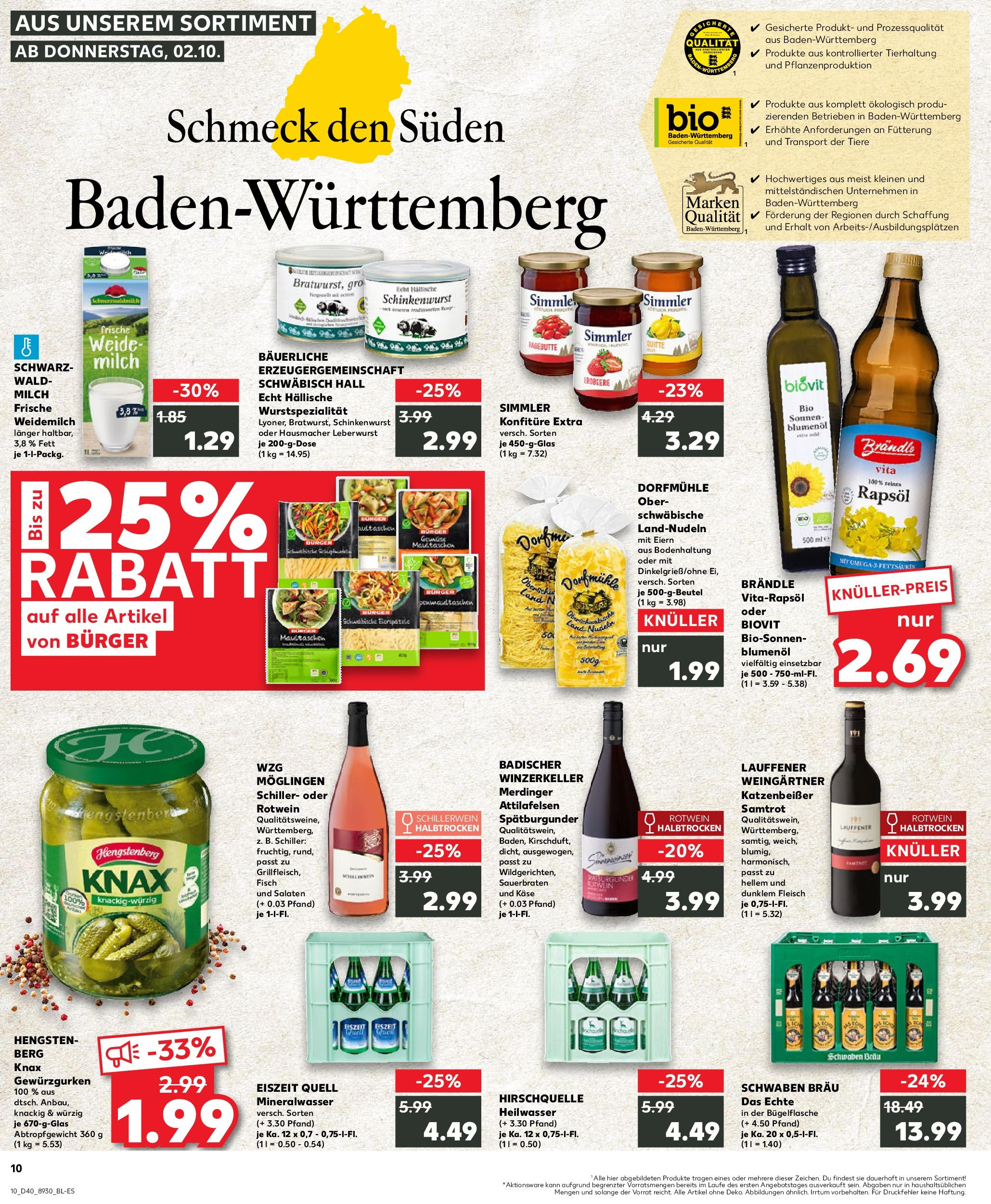 Prospekt Kaufland ab 02.10.2025 » Angebote Online zum Blättern | Seite: 10 | Produkte: Milch, Käse, Fisch, Nudeln