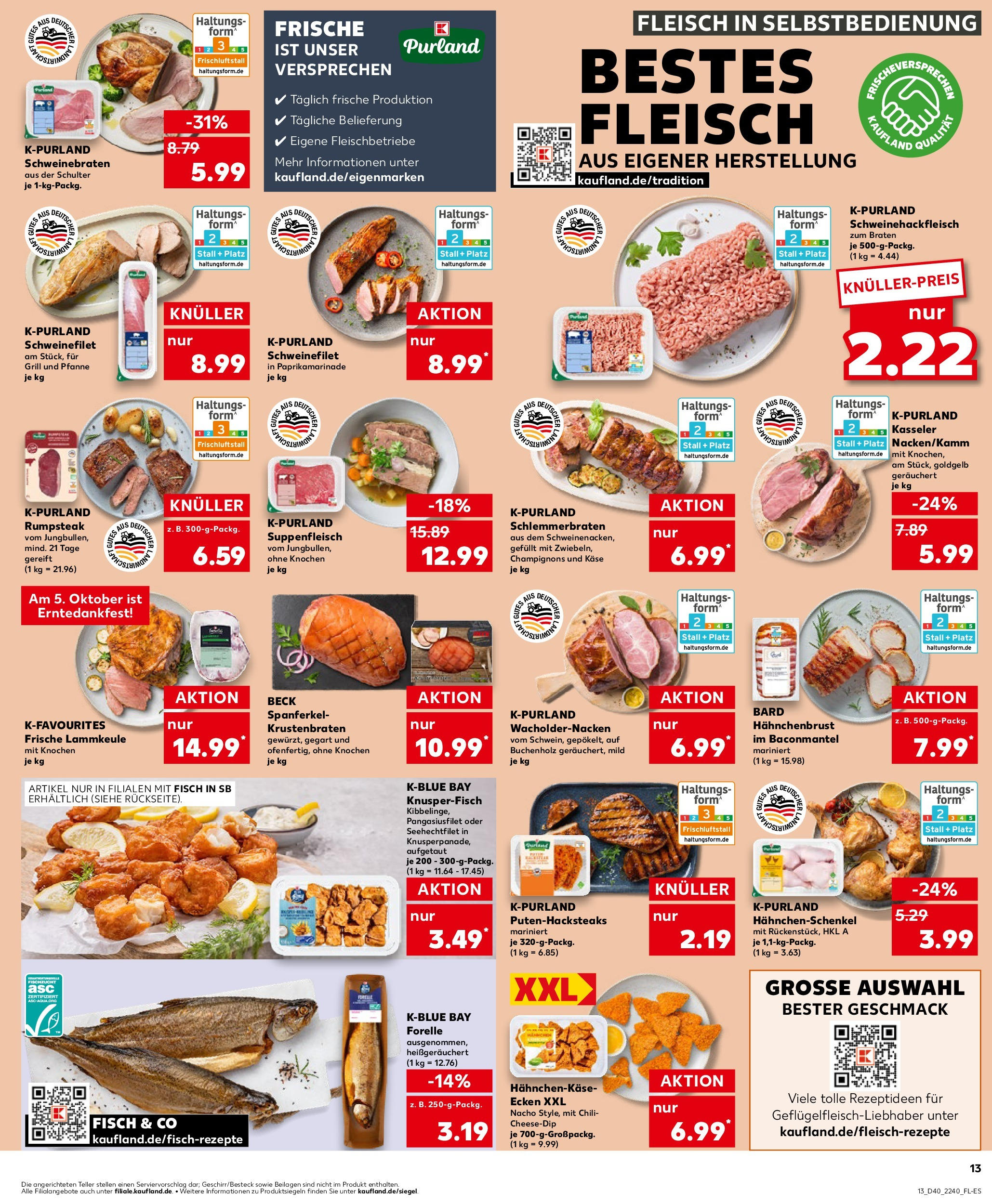 Prospekt Kaufland ab 02.10.2025 » Angebote Online zum Blättern | Seite: 13 | Produkte: Rumpsteak, Käse, Krustenbraten, Chili