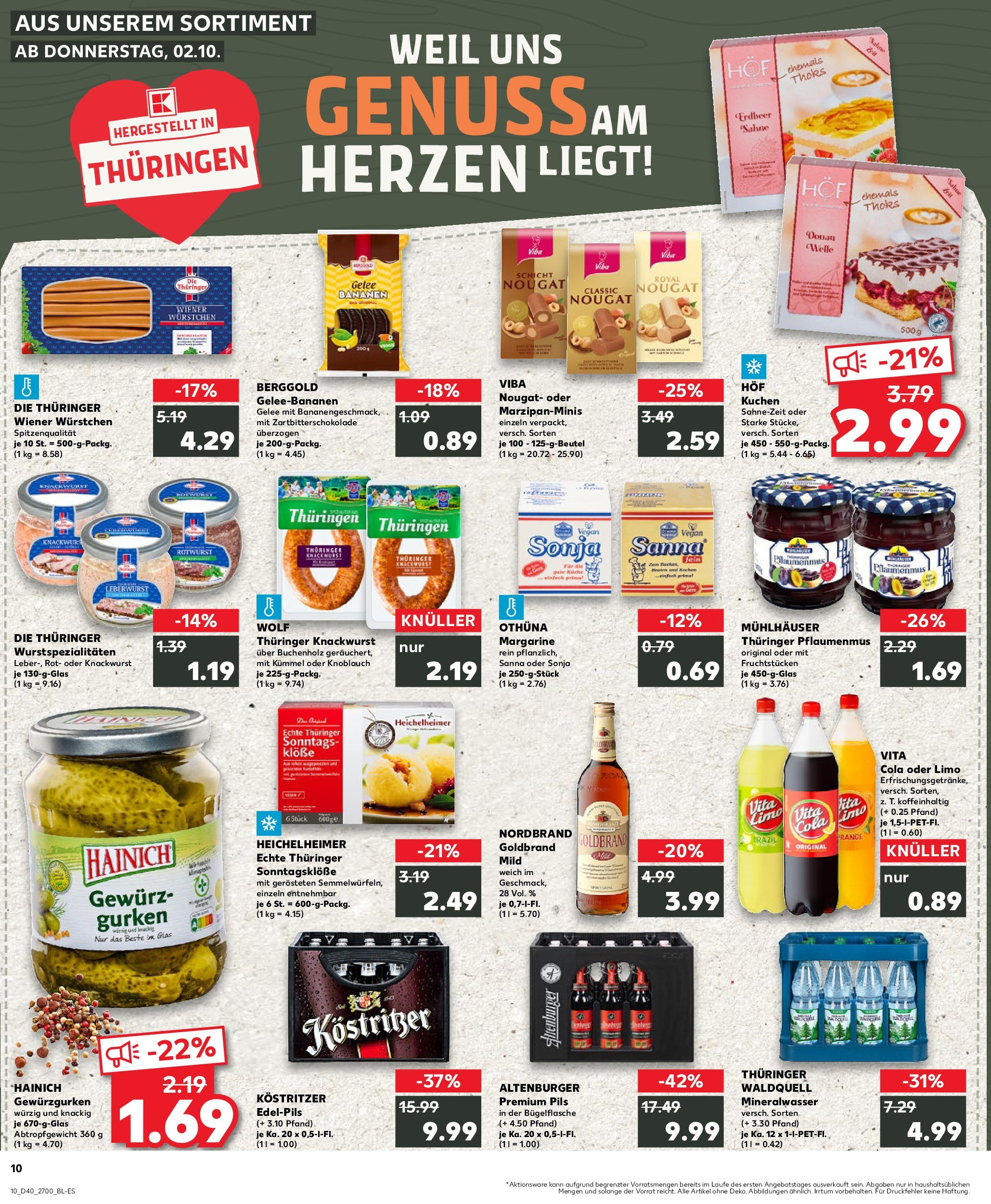 Prospekt Kaufland ab 02.10.2025 » Angebote Online zum Blättern | Seite: 10 | Produkte: Margarine, Knoblauch, Vita cola, Kuchen