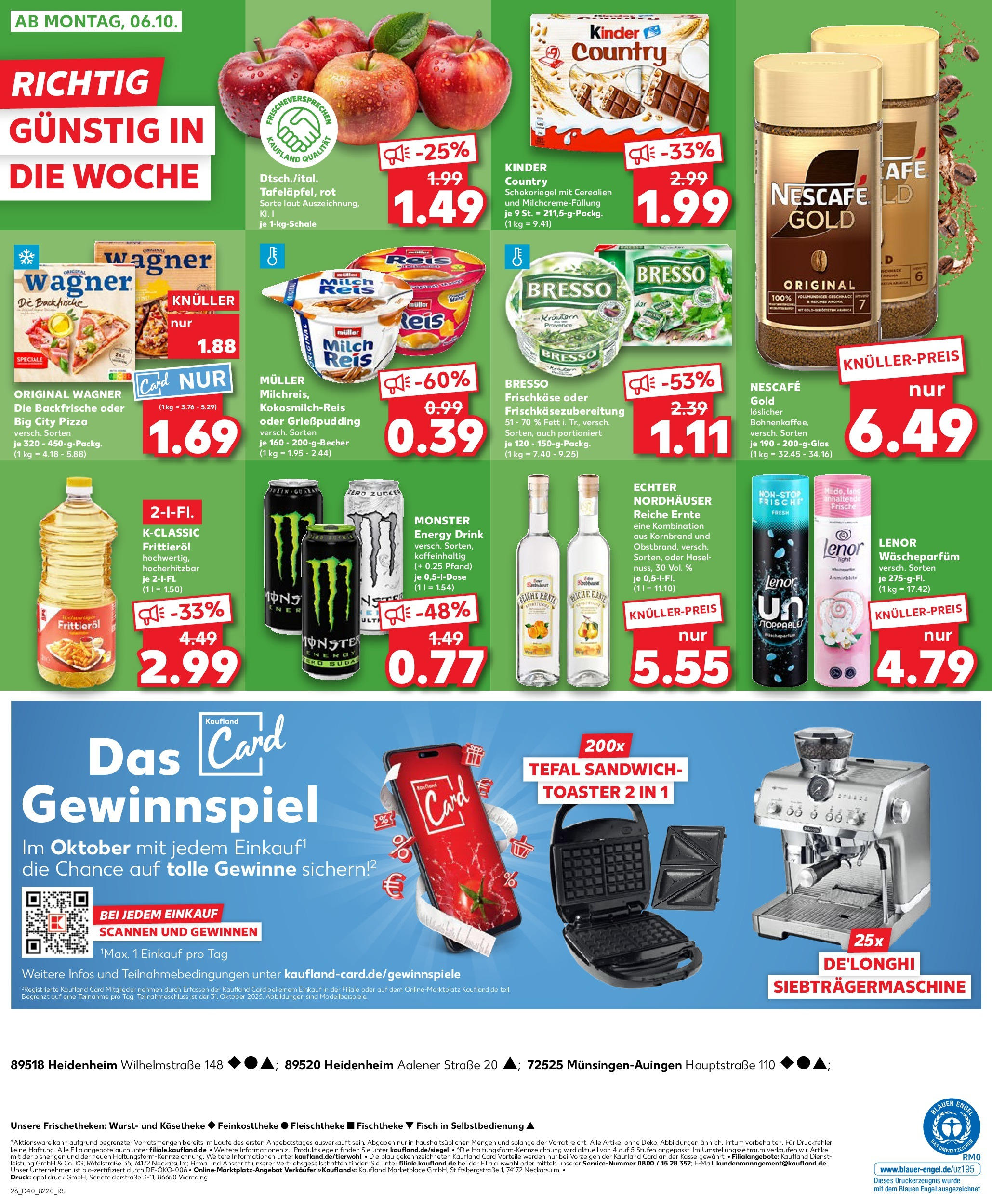 Prospekt Kaufland ab 02.10.2025 » Angebote Online zum Blättern | Seite: 26 | Produkte: Lenor, Milch, Pudding, Kinder country