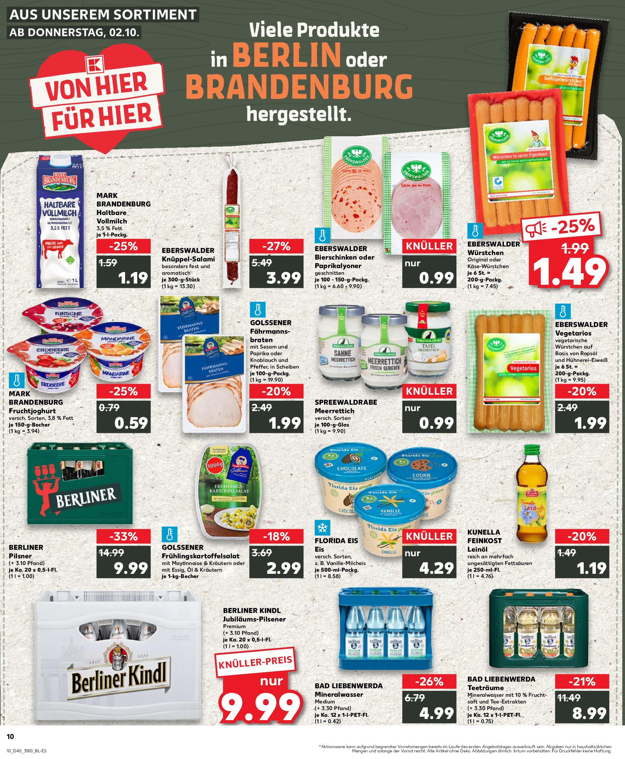 Prospekt Kaufland ab 02.10.2025 » Angebote Online zum Blättern | Seite: 10 | Produkte: Rapsöl, Fruchtjoghurt, Mineralwasser, Knoblauch
