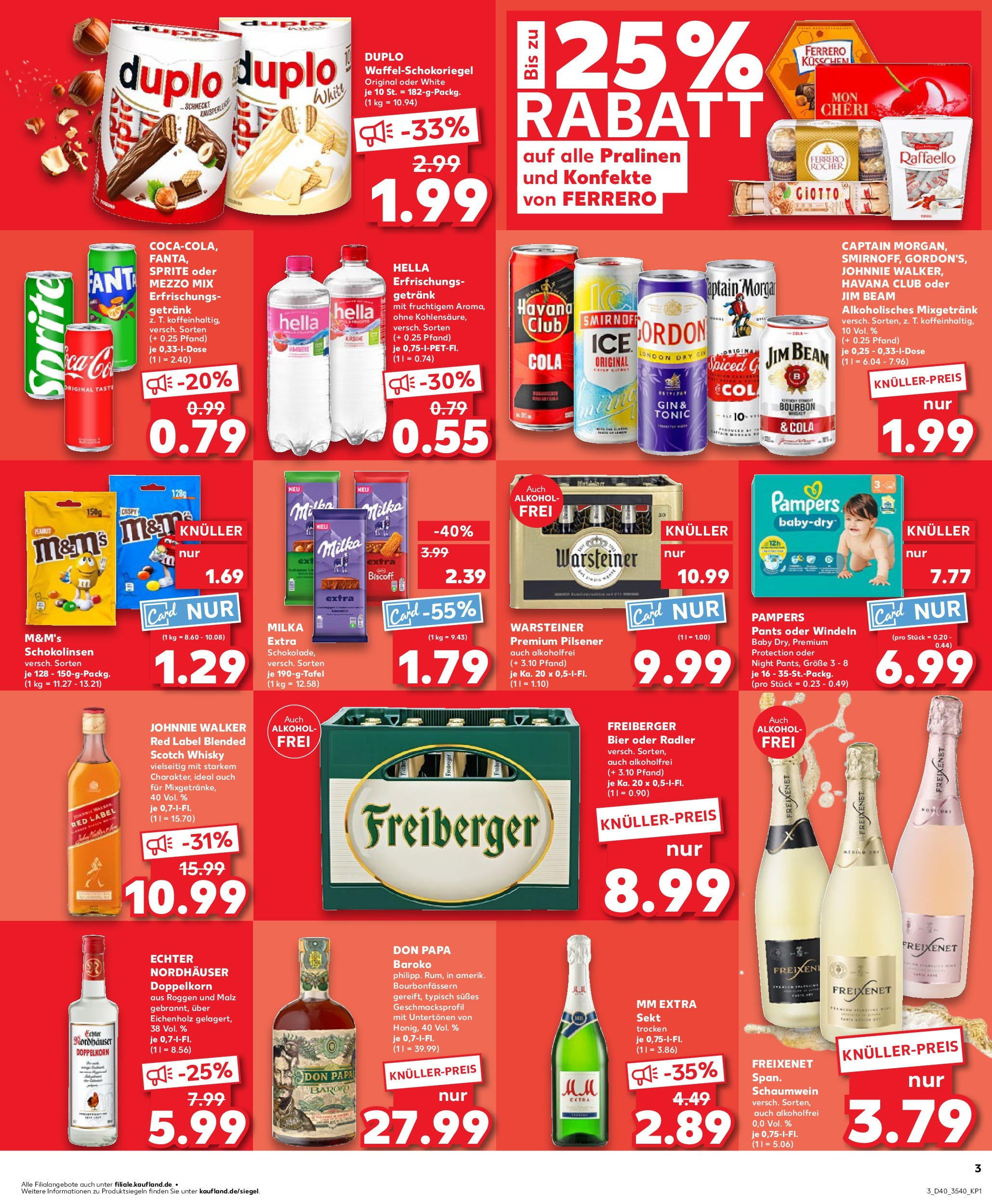 Prospekt Kaufland ab 02.10.2025 » Angebote Online zum Blättern | Seite: 3 | Produkte: Schokolade, Rum, Oder mezzo mix, Bourbon