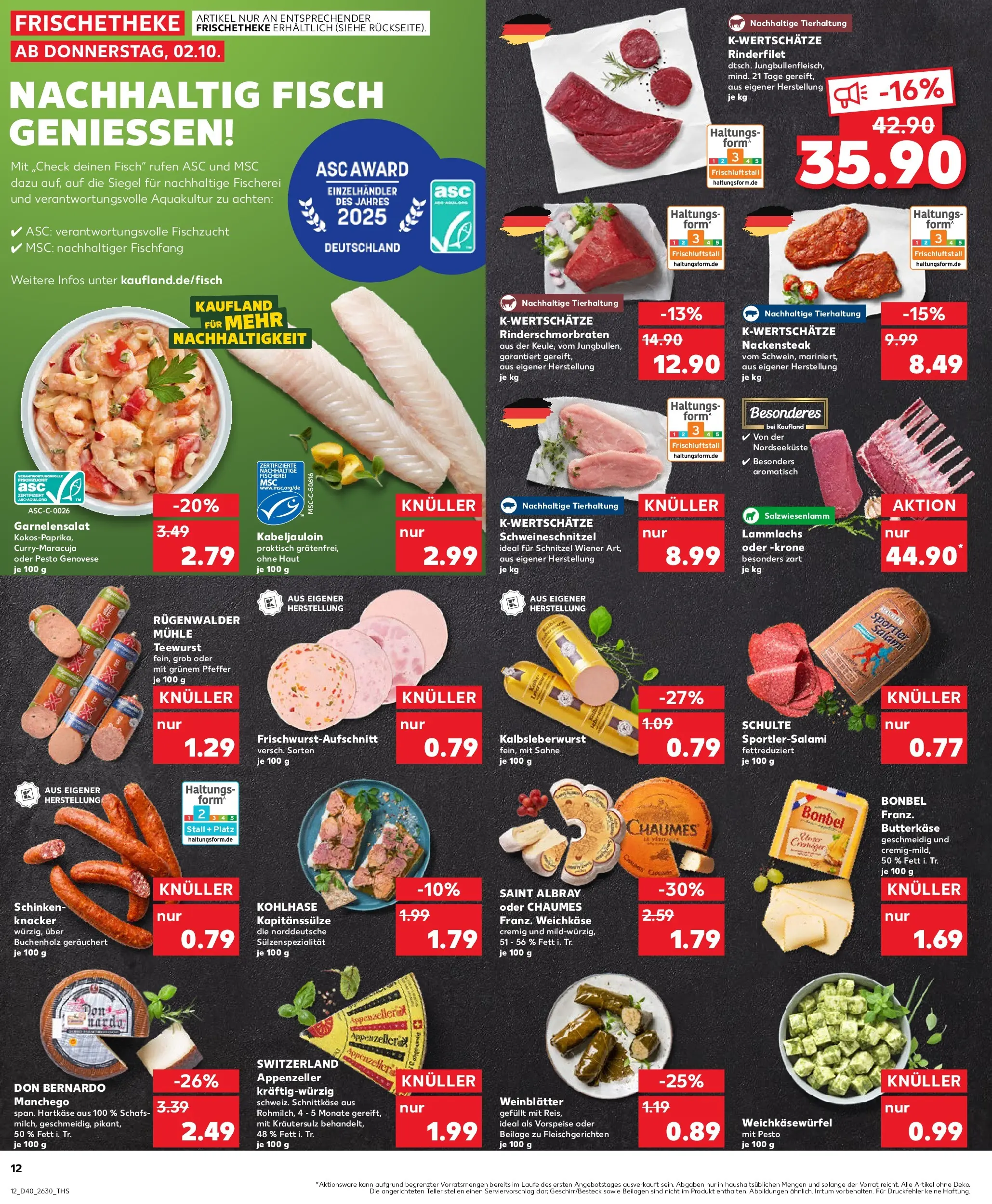 Prospekt Kaufland ab 02.10.2025 » Angebote Online zum Blättern | Seite: 12 | Produkte: Mühle, Butter, Rinderfilet, Schnitzel