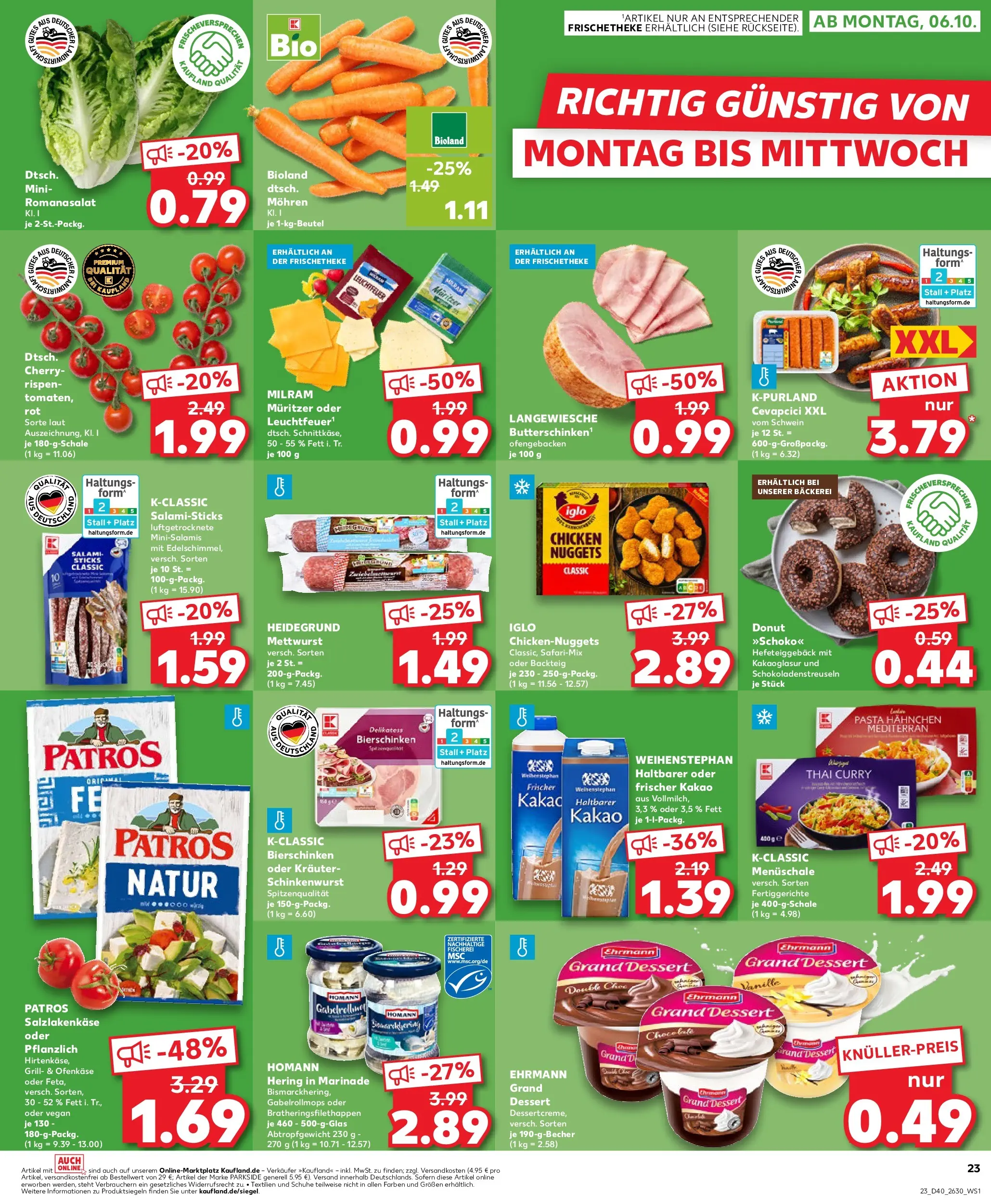 Prospekt Kaufland ab 02.10.2025 » Angebote Online zum Blättern | Seite: 23 | Produkte: Hahnchen, Bäckerei, Mohren, Salami