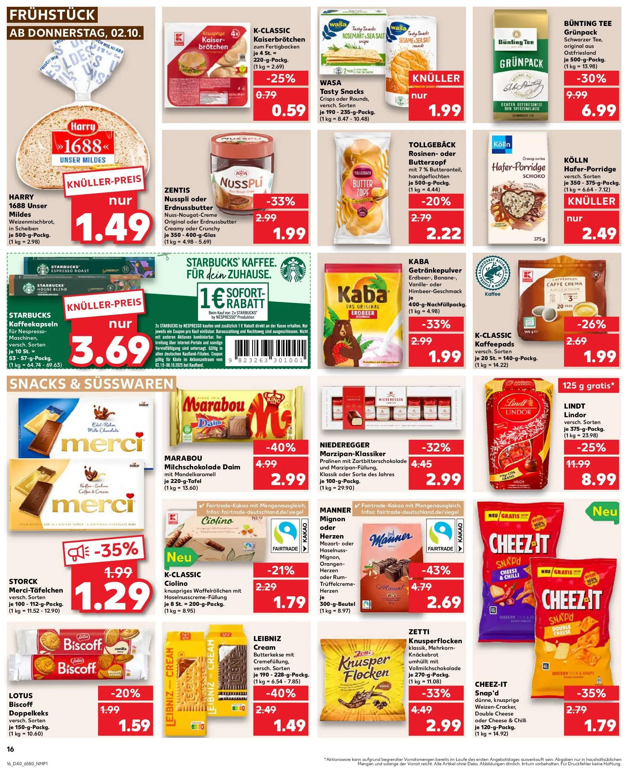 Prospekt Kaufland ab 02.10.2025 » Angebote Online zum Blättern | Seite: 16 | Produkte: Kolln, Milch, Orangen, Tee
