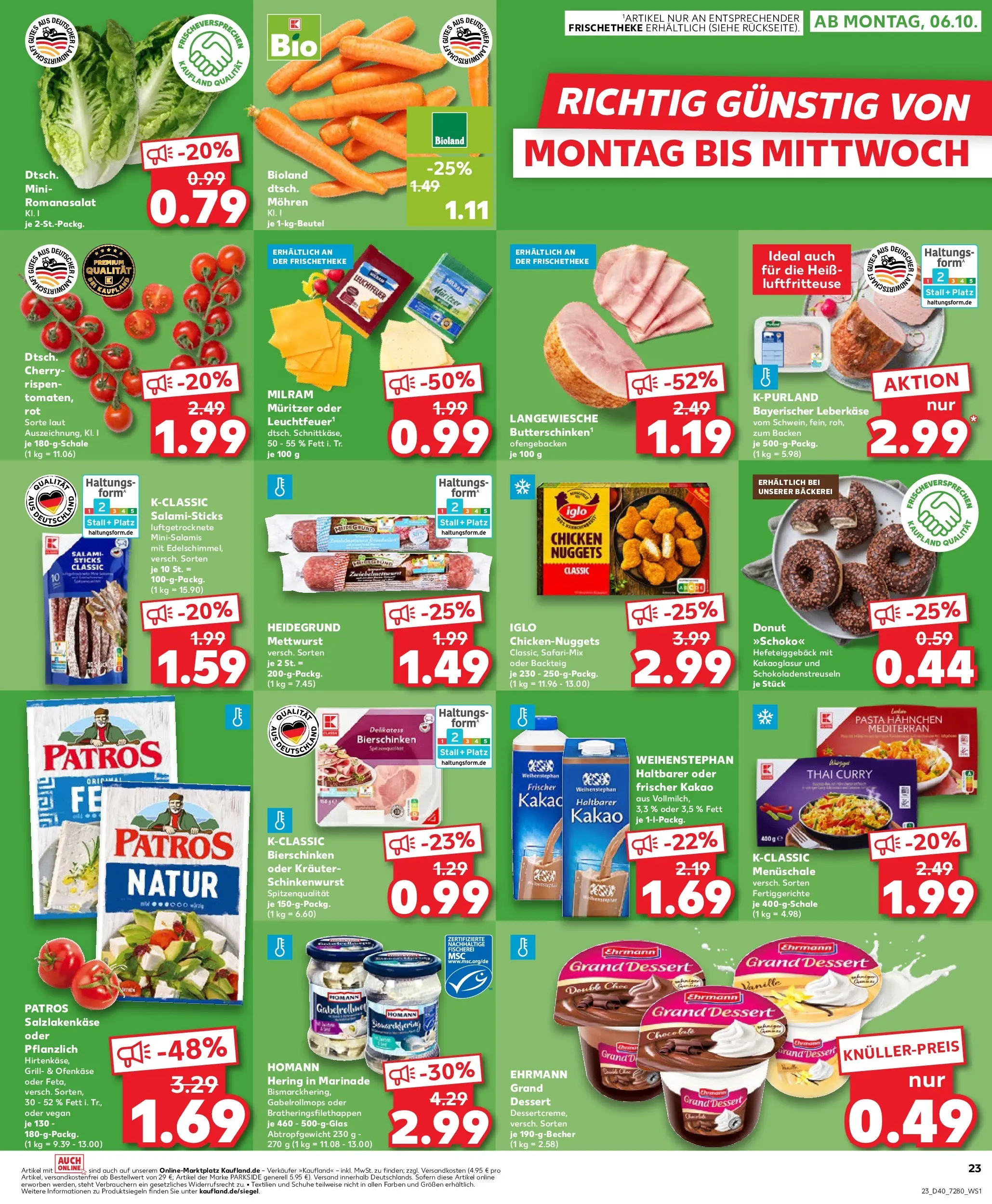 Prospekt Kaufland ab 02.10.2025 » Angebote Online zum Blättern | Seite: 23 | Produkte: Fertiggerichte, Pasta, Salami, Leberkase