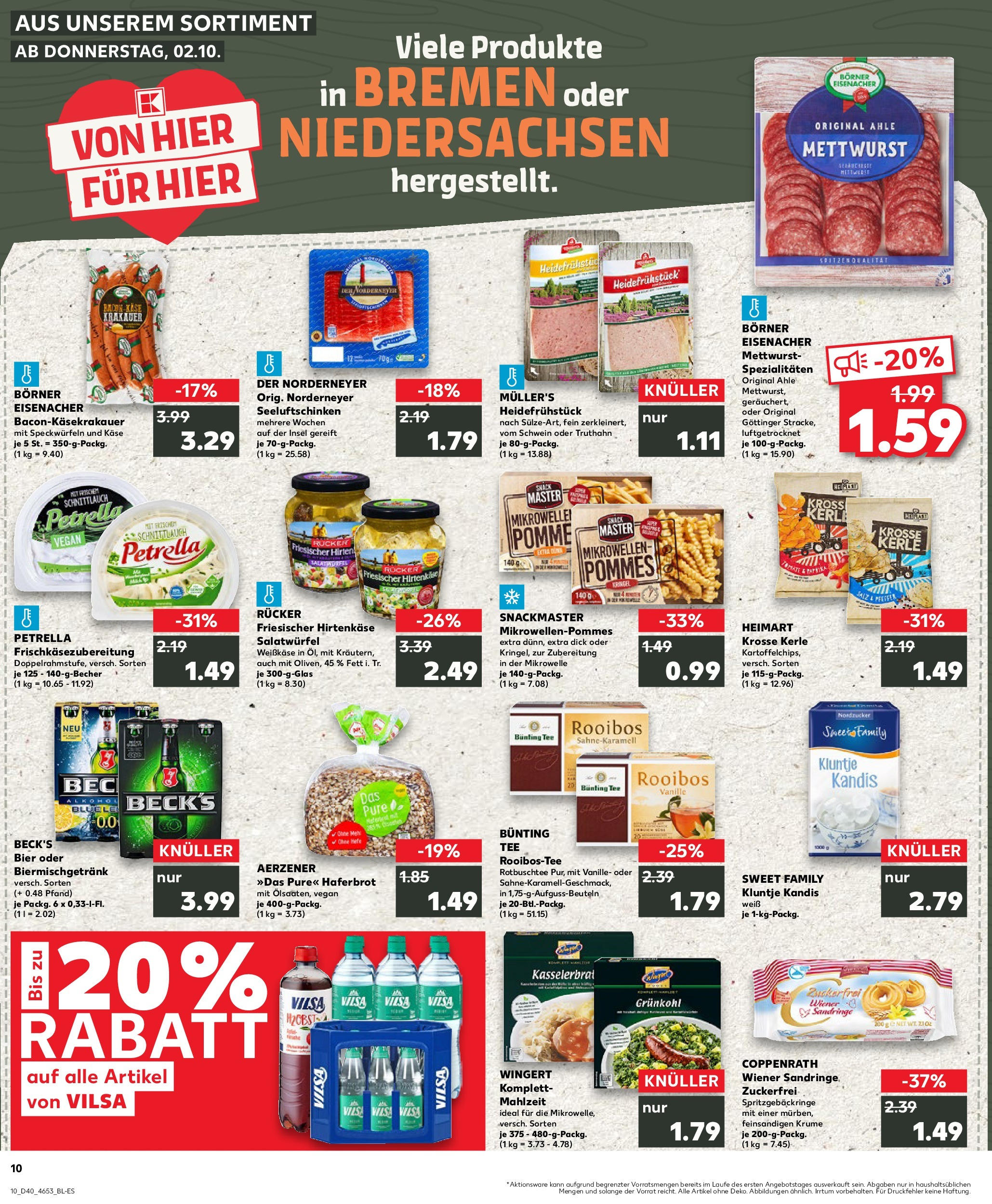 Prospekt Kaufland ab 02.10.2025 » Angebote Online zum Blättern | Seite: 10 | Produkte: Käse, Bier, Pommes, Rock