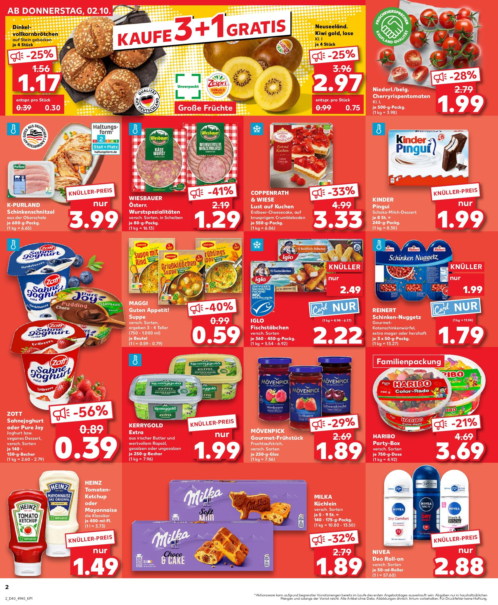 Prospekt Kaufland ab 02.10.2025 » Angebote Online zum Blättern | Seite: 2 | Produkte: Iglo, Milka, Fischstabchen, Mayonnaise