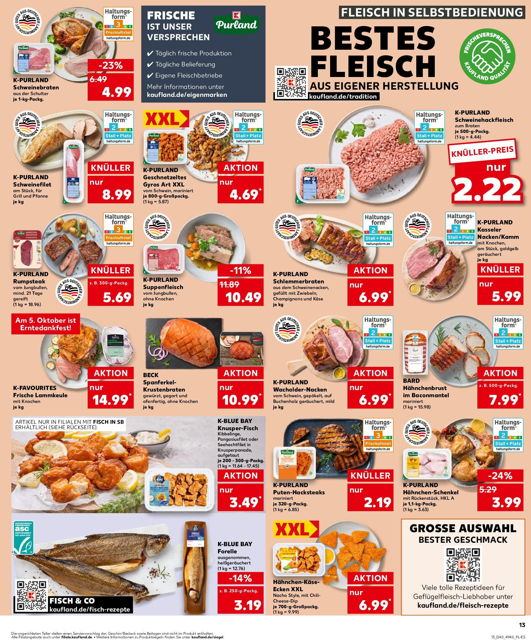 Prospekt Kaufland ab 02.10.2025 » Angebote Online zum Blättern | Seite: 13 | Produkte: Käse, Fisch, Gyros, Steak
