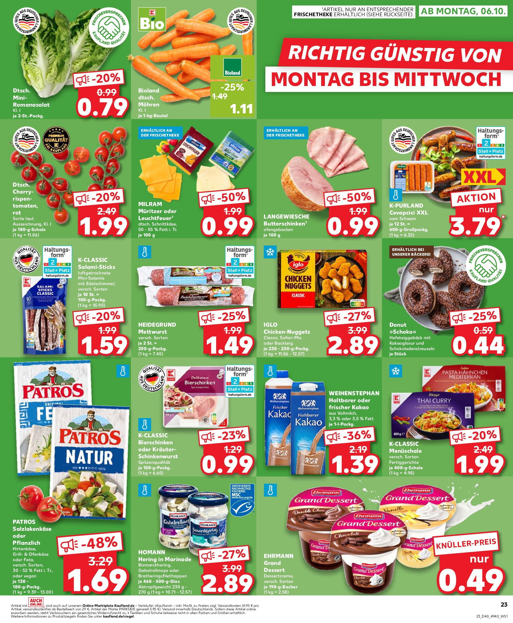 Prospekt Kaufland ab 02.10.2025 » Angebote Online zum Blättern | Seite: 23 | Produkte: Iglo, Cevapcici, Fertiggerichte, Pasta