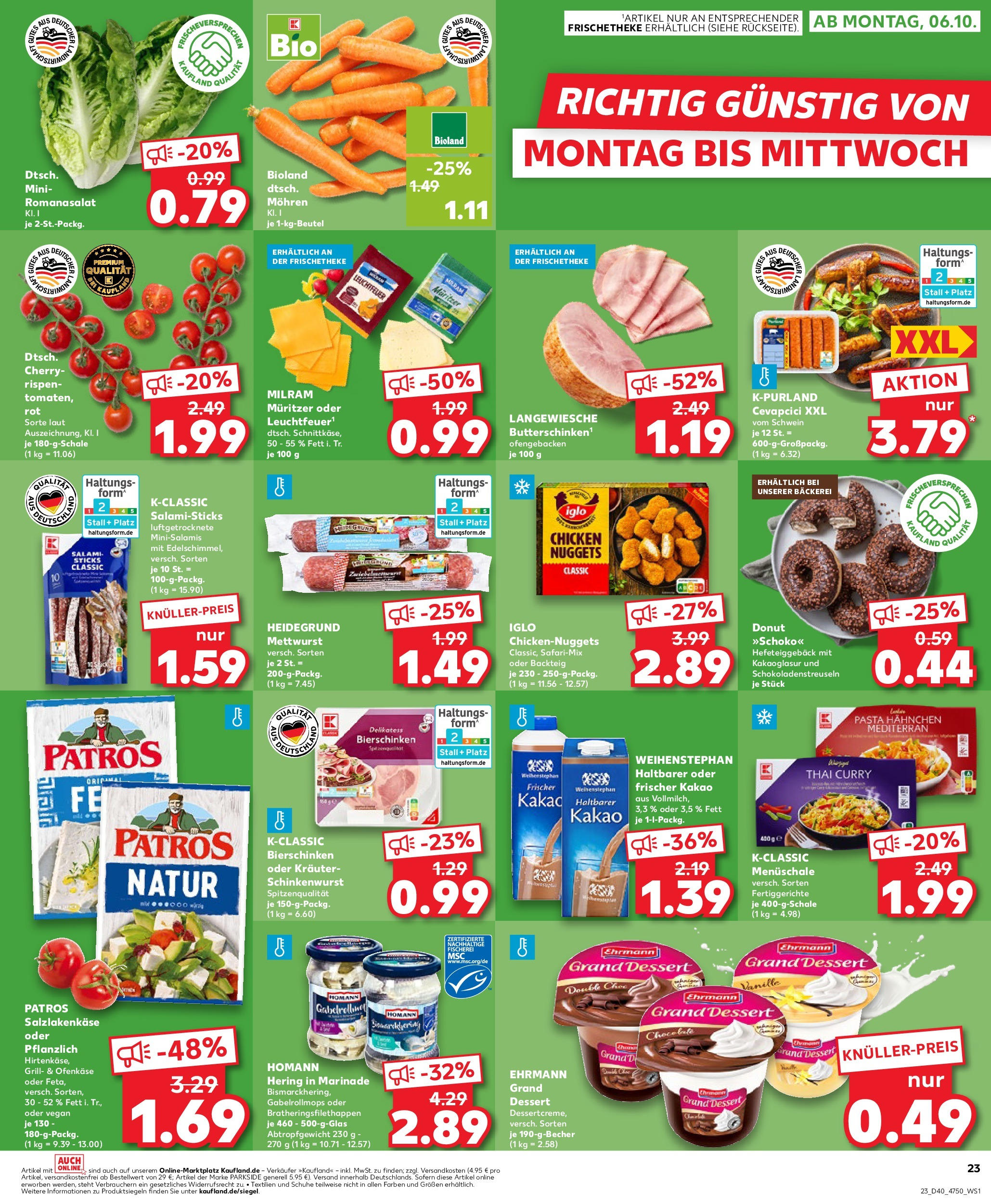 Prospekt Kaufland ab 02.10.2025 » Angebote Online zum Blättern | Seite: 23 | Produkte: Grill, Ehrmann grand dessert, Mohren, Milram