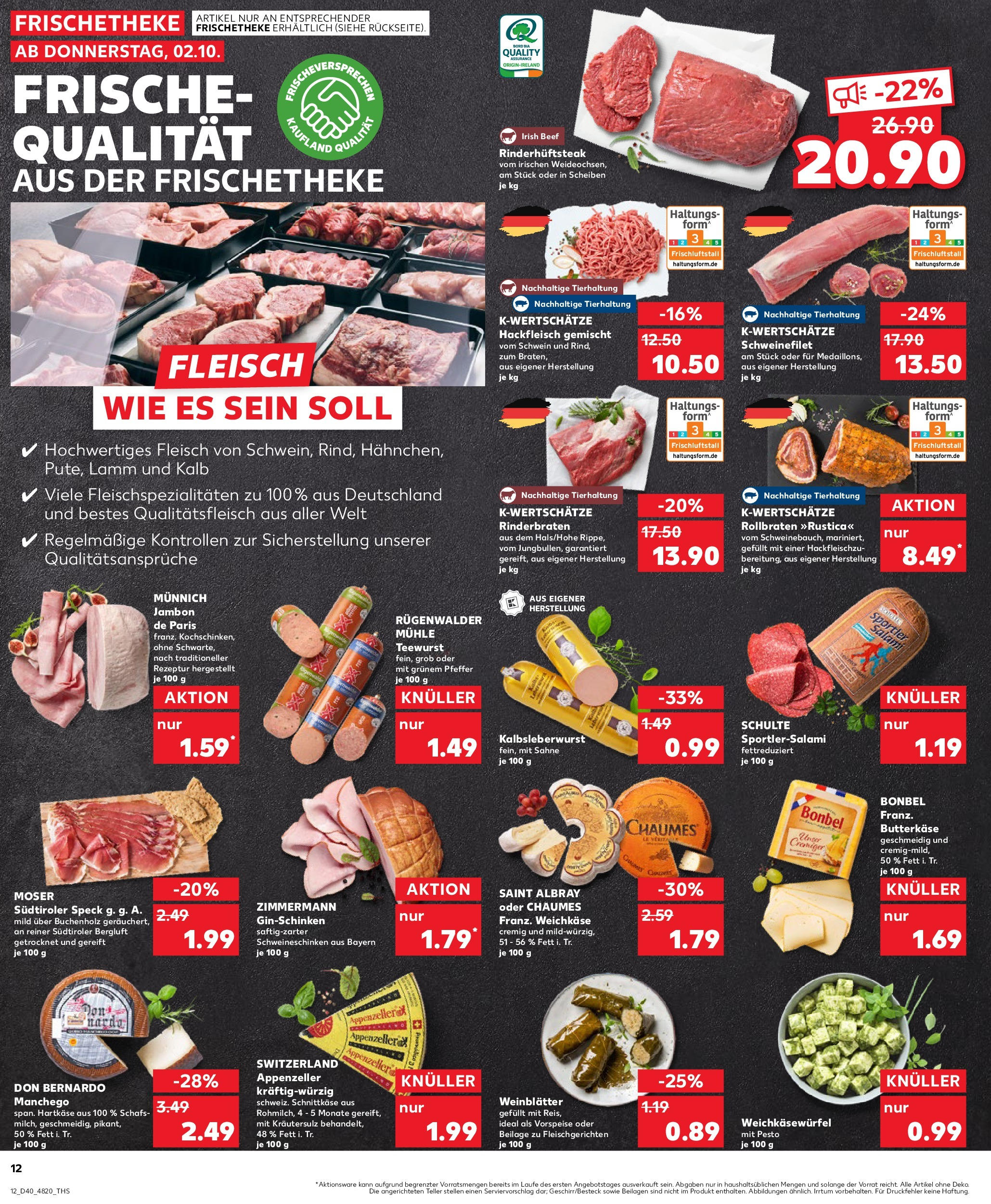Prospekt Kaufland ab 02.10.2025 » Angebote Online zum Blättern | Seite: 12 | Produkte: Butter, Pfeffer, Steak, Gin