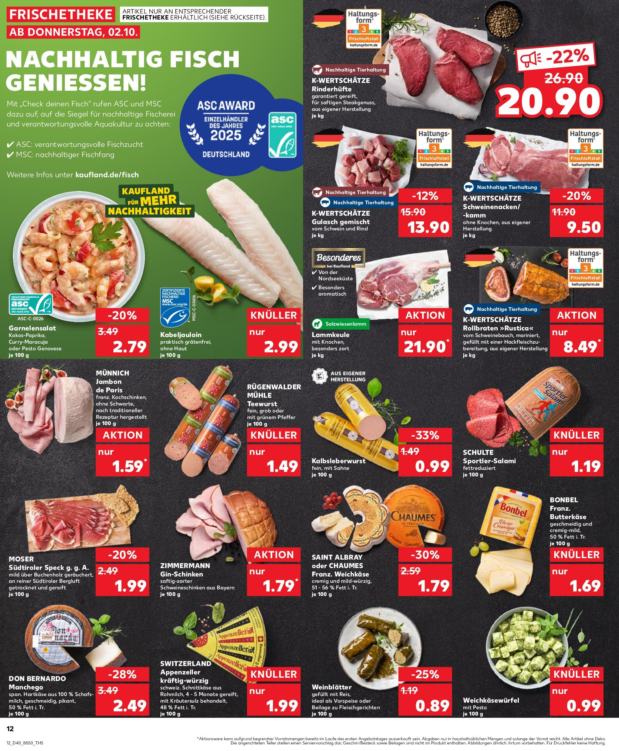 Prospekt Kaufland ab 02.10.2025 » Angebote Online zum Blättern | Seite: 12 | Produkte: Mühle, Butter, Pfeffer, Salami