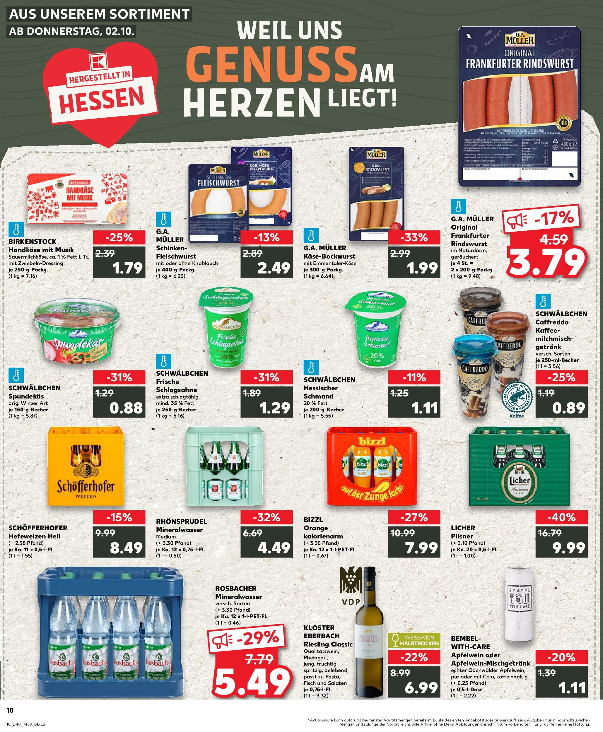 Prospekt Kaufland ab 02.10.2025 » Angebote Online zum Blättern | Seite: 10 | Produkte: Schlagsahne, Kaffee, Fisch, Lachs