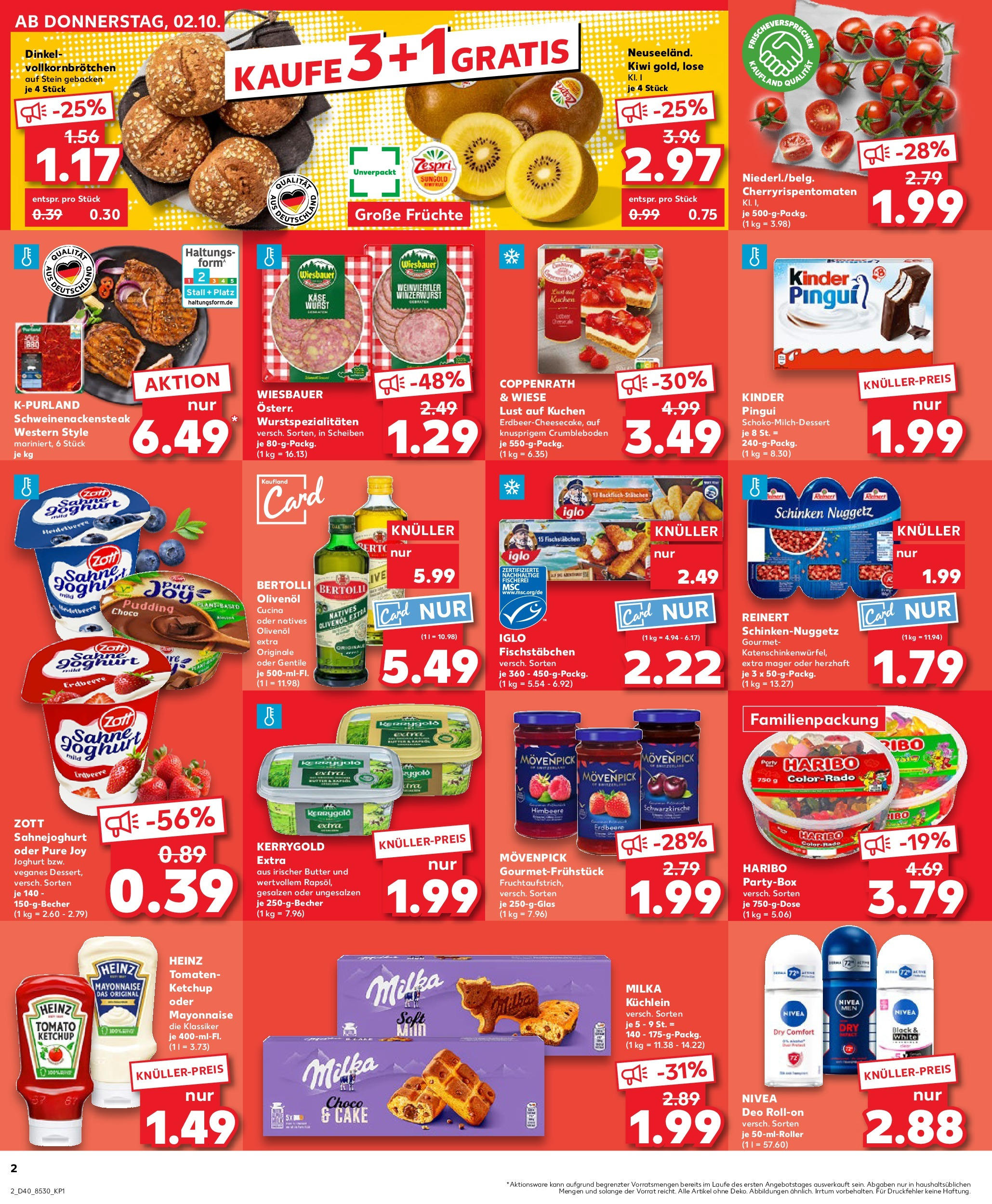 Prospekt Kaufland ab 02.10.2025 » Angebote Online zum Blättern | Seite: 2 | Produkte: Haribo, Iglo, Deo Roll-On, Himbeere