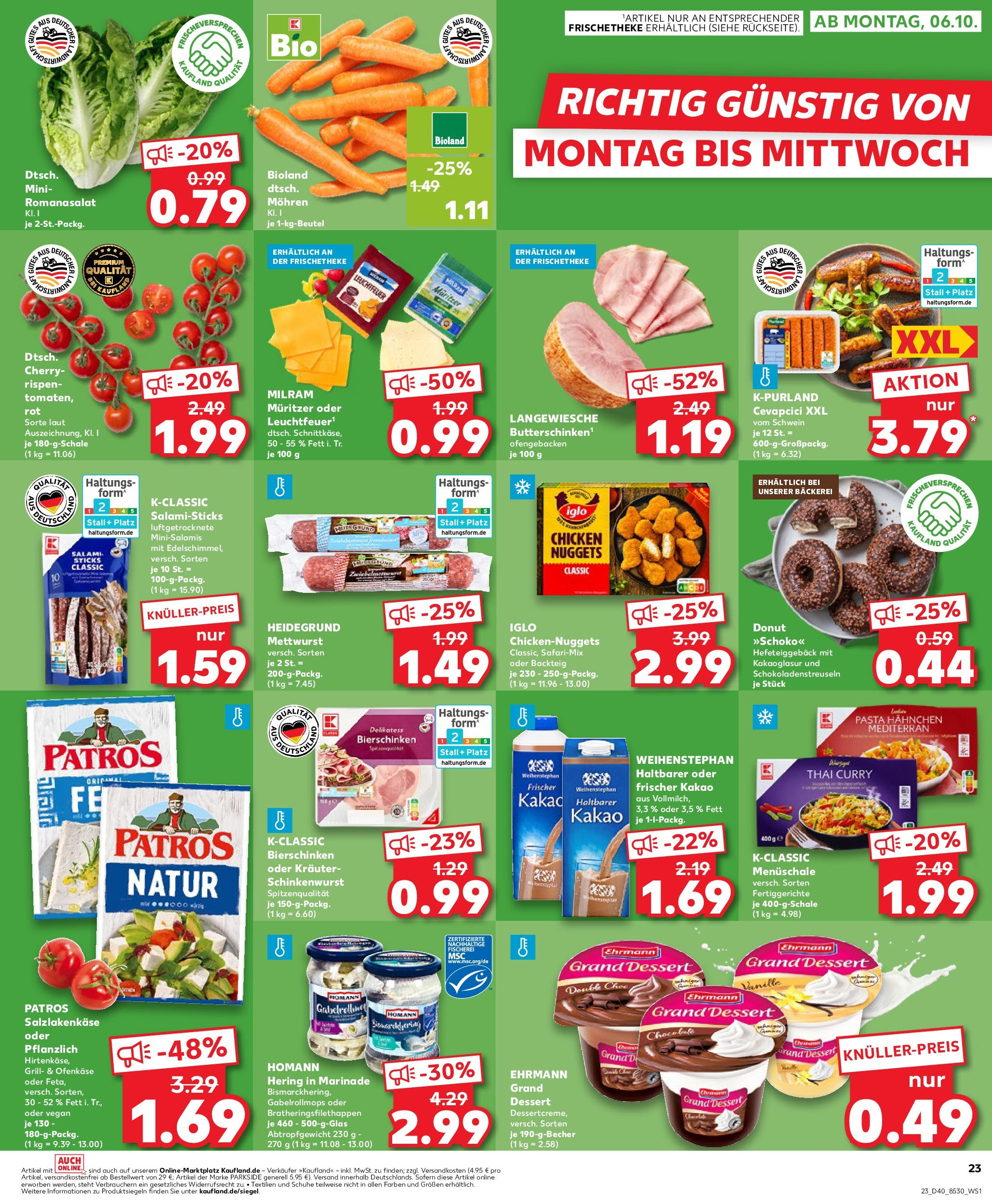 Prospekt Kaufland ab 02.10.2025 » Angebote Online zum Blättern | Seite: 23 | Produkte: Grill, Mohren, Pasta, Salami
