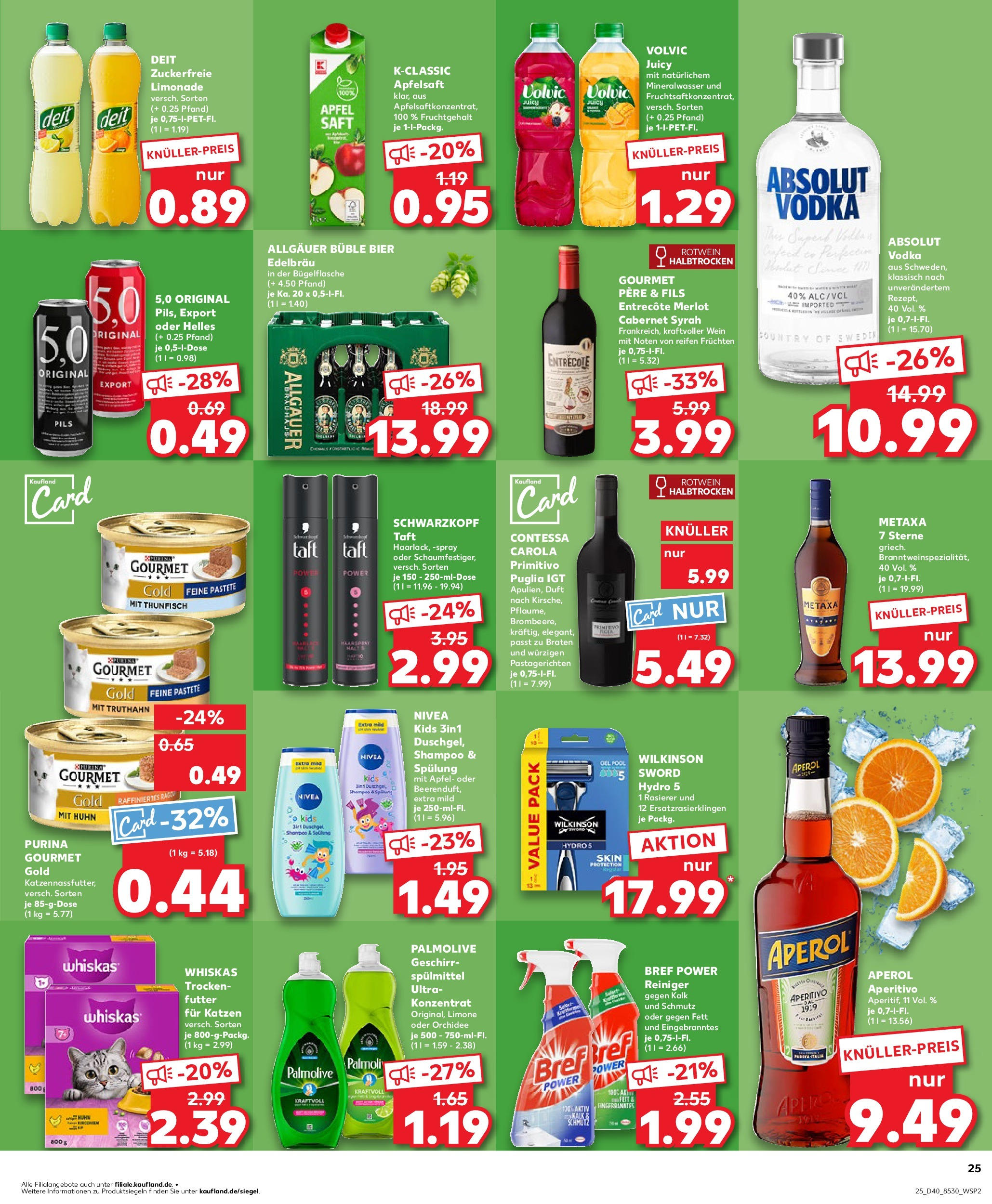 Prospekt Kaufland ab 02.10.2025 » Angebote Online zum Blättern | Seite: 25 | Produkte: Rasierer, Shower Gel, Aperol, Vodka