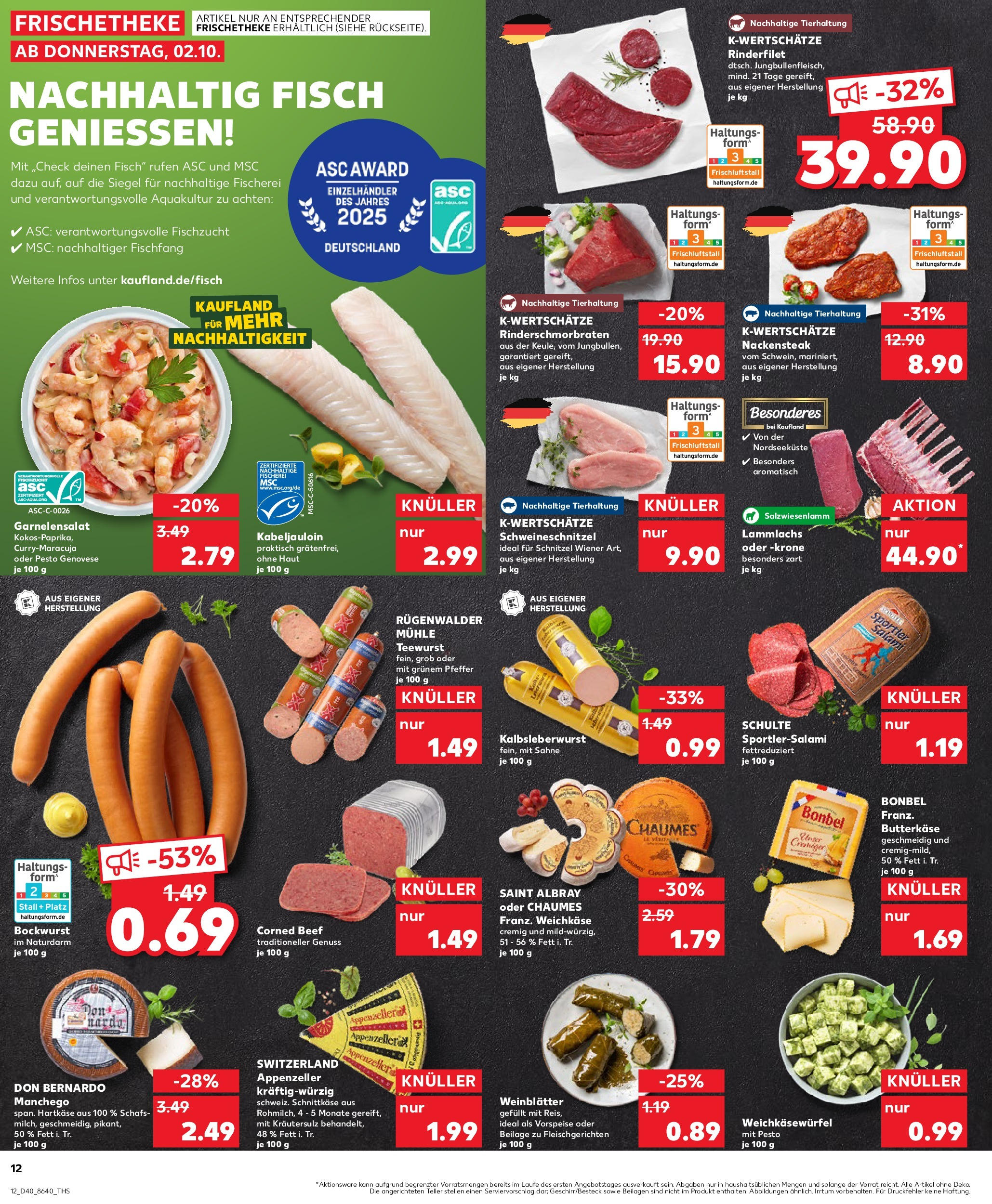 Prospekt Kaufland ab 02.10.2025 » Angebote Online zum Blättern | Seite: 12 | Produkte: Bockwurst, Schnitzel, Pfeffer, Salami