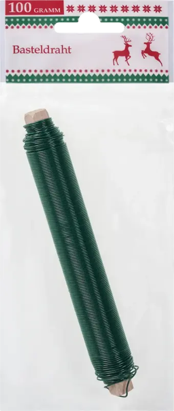 Dekorieren & Einrichten Basteldraht auf Holzspule, grün (0,65 mm)