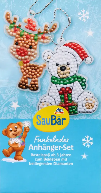 SauBär Funkelndes Anhänger-Set Bastelspaß Weihnachten 2tlg.