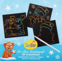 SauBär Kratzbilder 3D Kri-Kra-Kratzspaß Set 5tlg