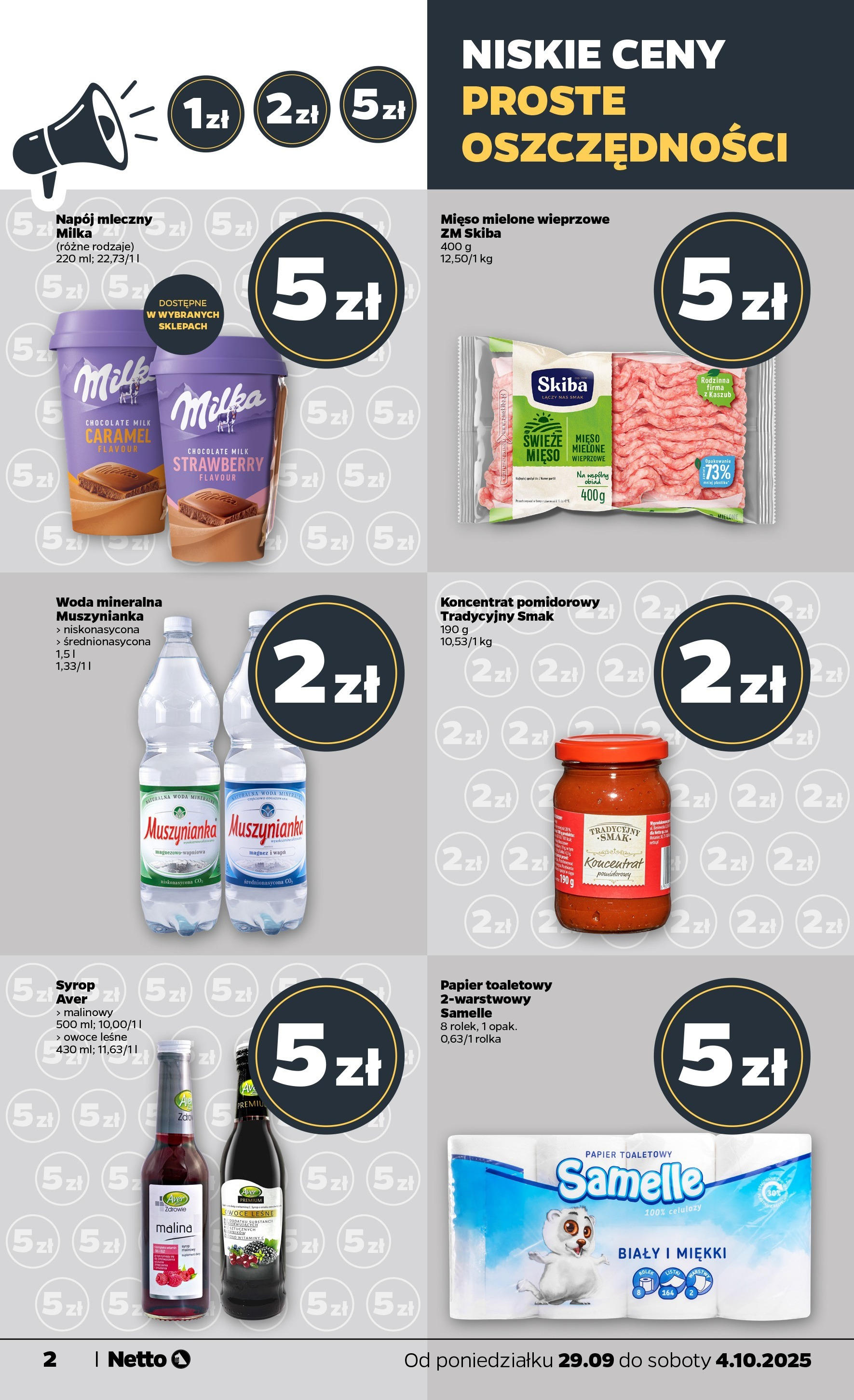 Netto gazetka - Spożywcza od 29.09.2025 - Aktualne promocje | Strona: 2 | Produkty: Syrop, Malina, Mięso, Milka
