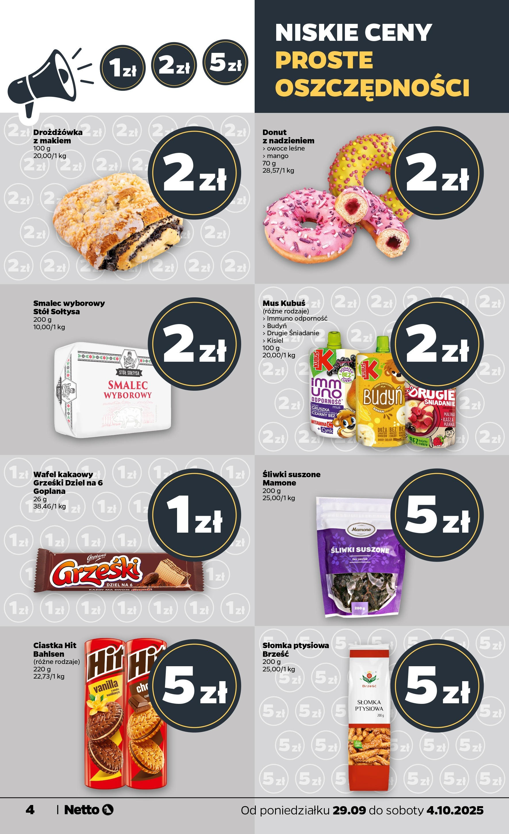 Netto gazetka - Spożywcza od 29.09.2025 - Aktualne promocje | Strona: 4 | Produkty: Mango, Kasza, Smalec wyborowy, Słomka ptysiowa