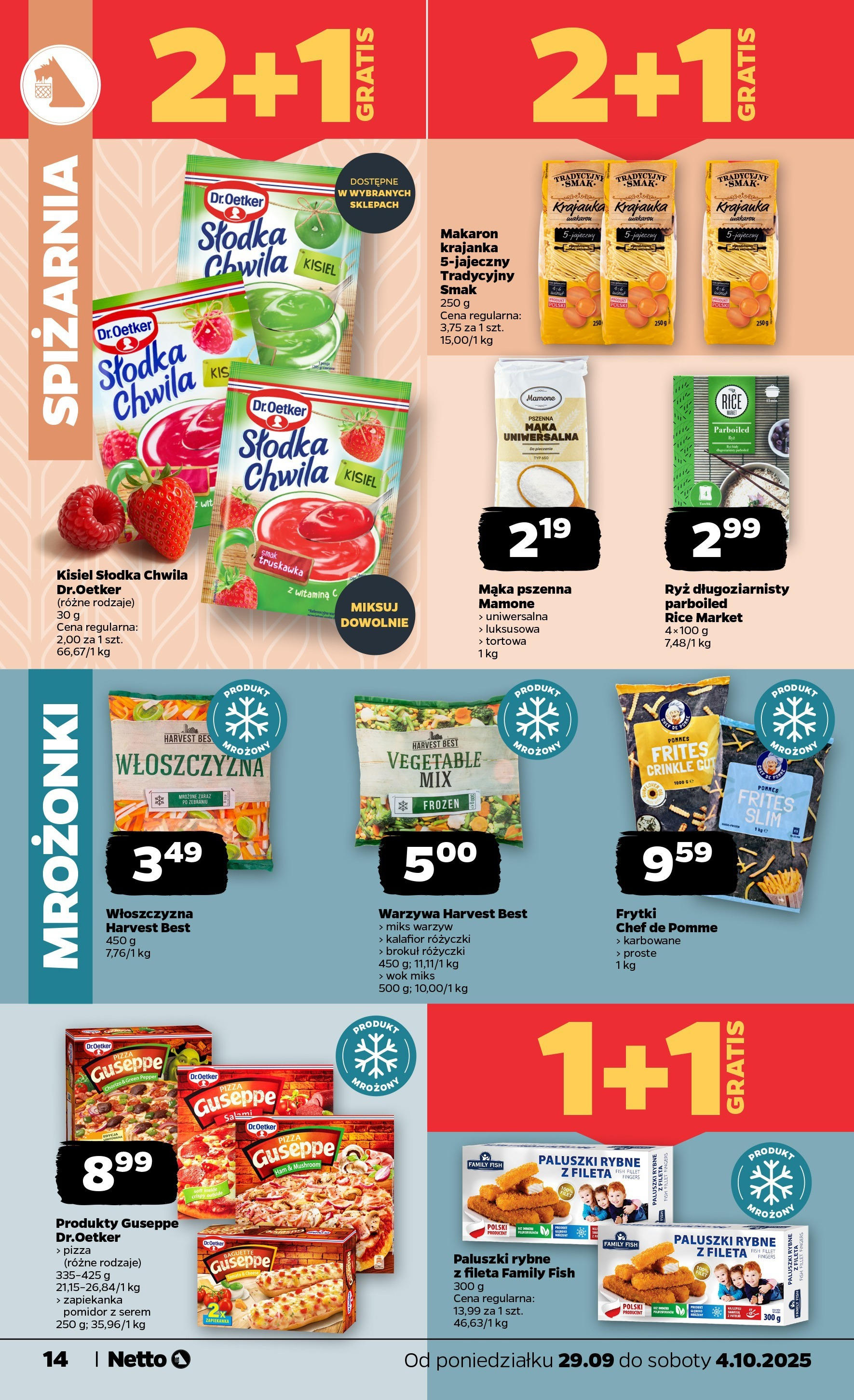 Netto gazetka - Spożywcza od 29.09.2025 - Aktualne promocje | Strona: 14 | Produkty: Ryż długoziarnisty, Kalafior, Frytki, Warzywa