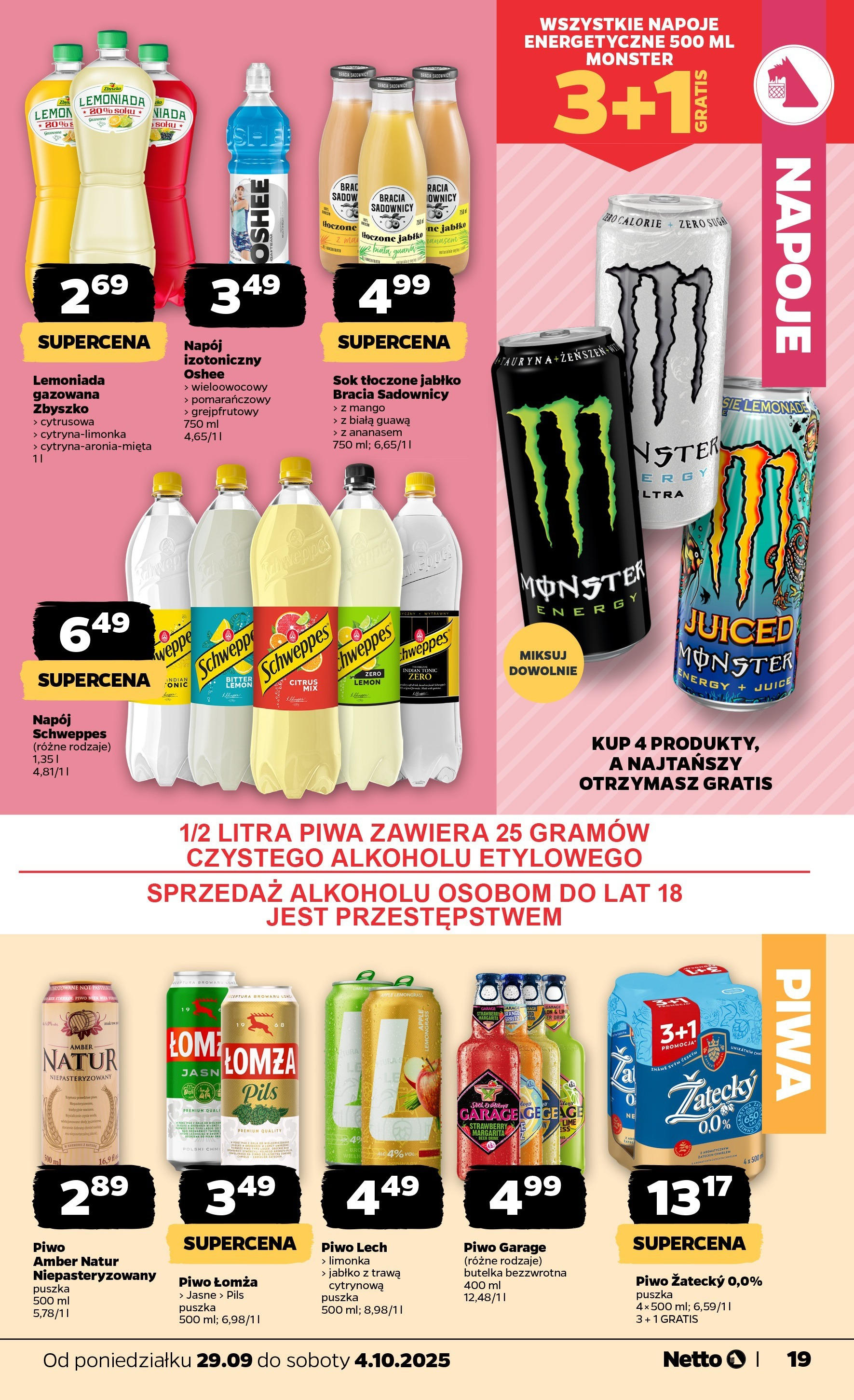 Netto gazetka - Spożywcza od 29.09.2025 - Aktualne promocje | Strona: 19 | Produkty: Limonka, Guawa, Sok, Piwo