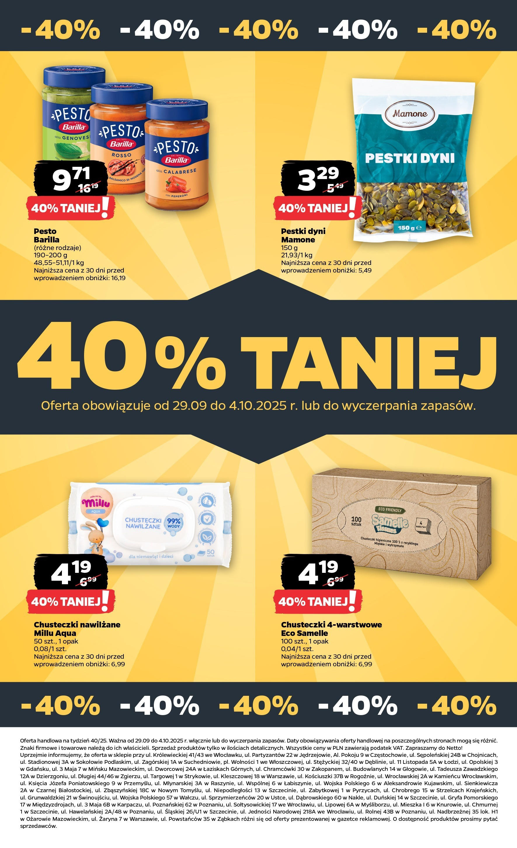Netto gazetka - Spożywcza od 29.09.2025 - Aktualne promocje | Strona: 25 | Produkty: Chusteczki higieniczne, Pesto, Pestki dyni