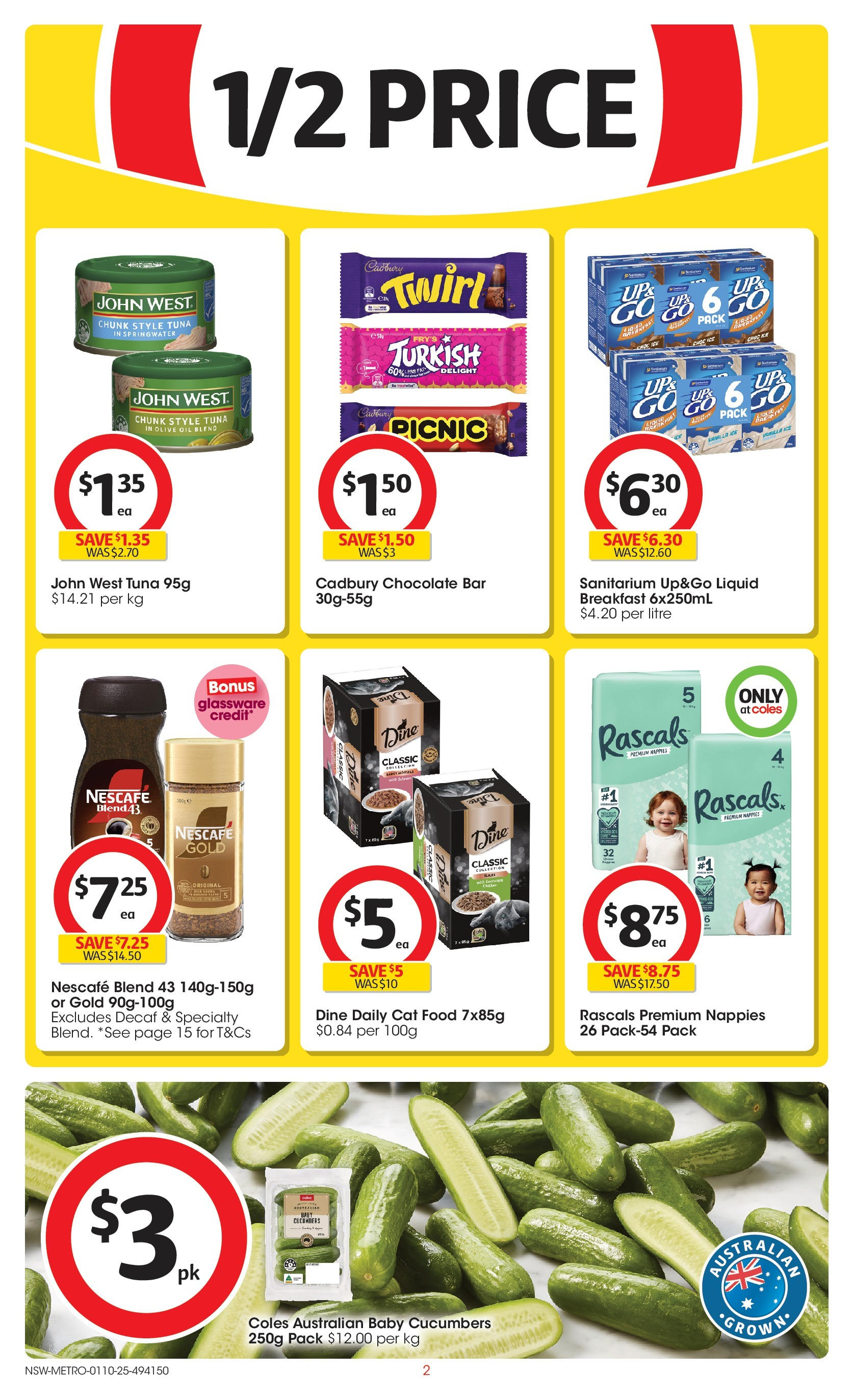 ﻿﻿Coles catalogue valid from 30/09/2025 > Online Australia | Page: 2 | Products: Olive oil, Cucumbers, Tuna, Nescafe