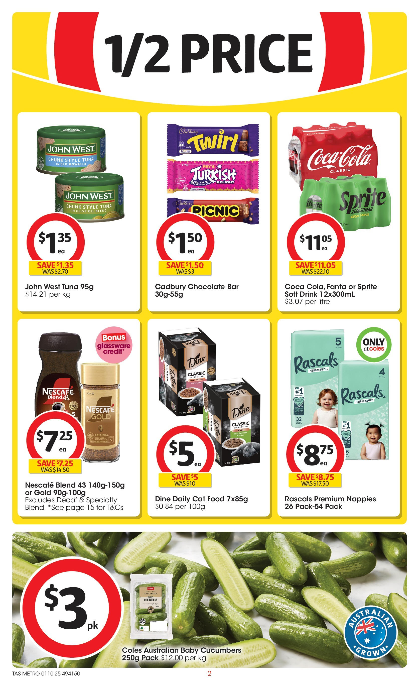﻿﻿Coles catalogue valid from 30/09/2025 > Online Australia | Page: 2 | Products: Chocolate, Glassware, Tuna, Nescafe