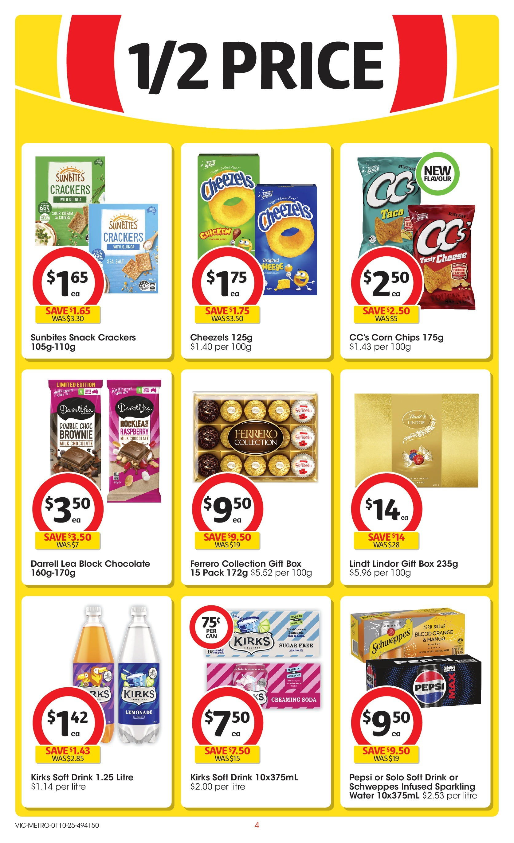 ﻿﻿Coles catalogue valid from 30/09/2025 > Online Australia | Page: 4 | Products: Crackers, Pepsi, Water, Raspberry