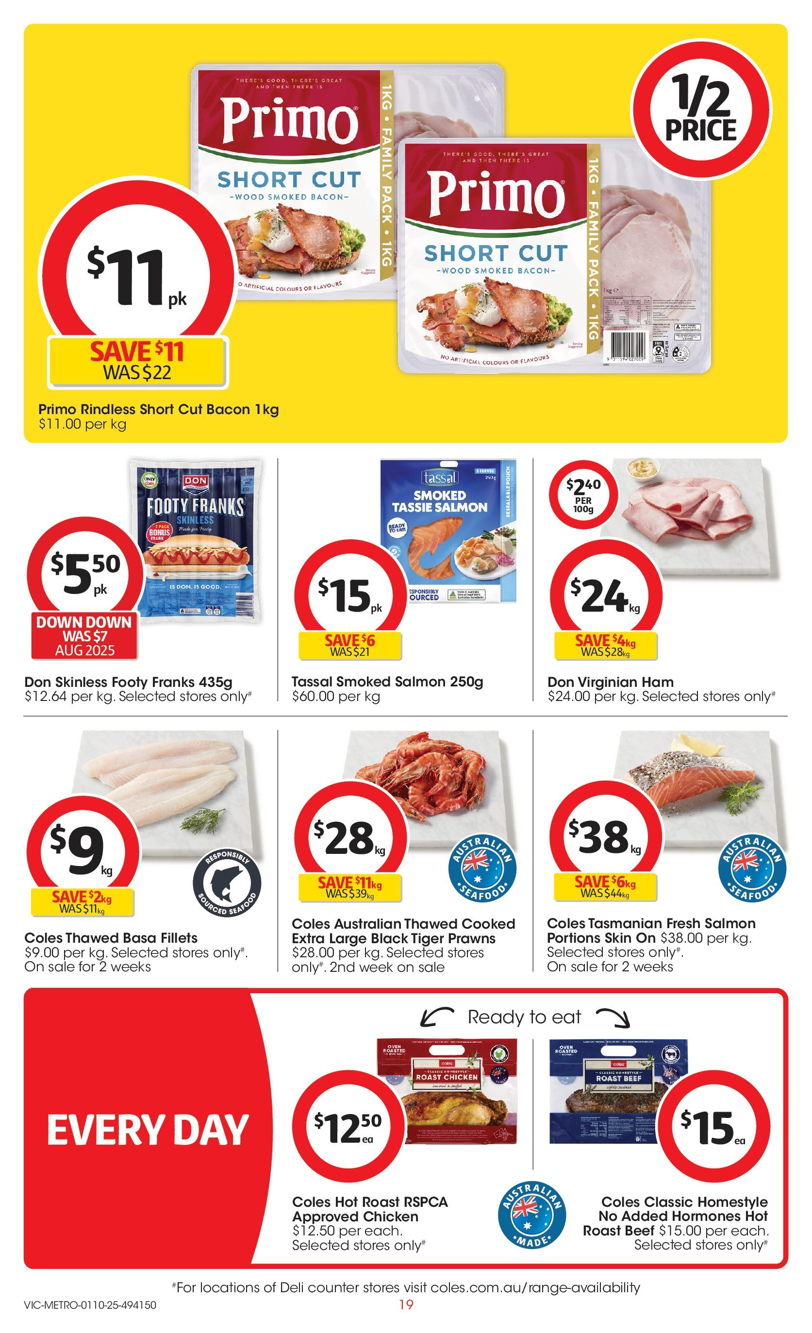 ﻿﻿Coles catalogue valid from 30/09/2025 > Online Australia | Page: 19 | Products: Ham, Prawns, Salmon, Seafood